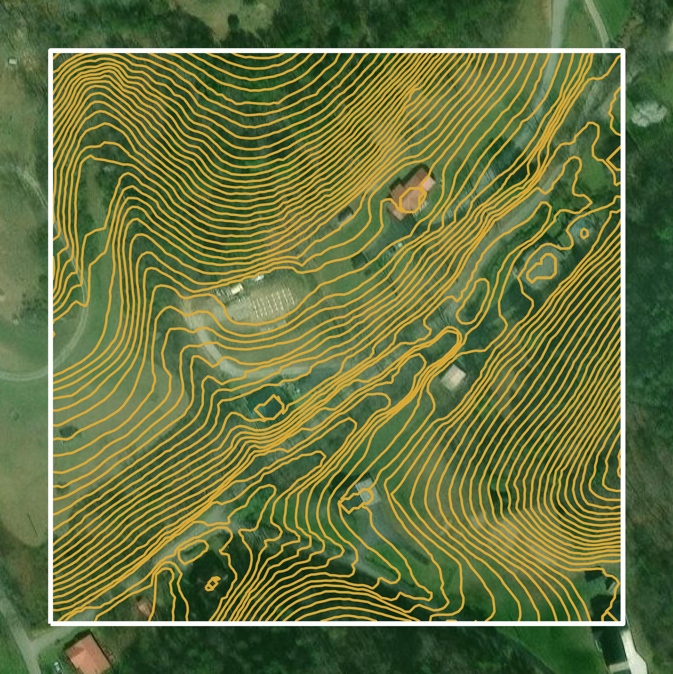 This image shows a contour map in Johnson County created using GIS data in Equator.