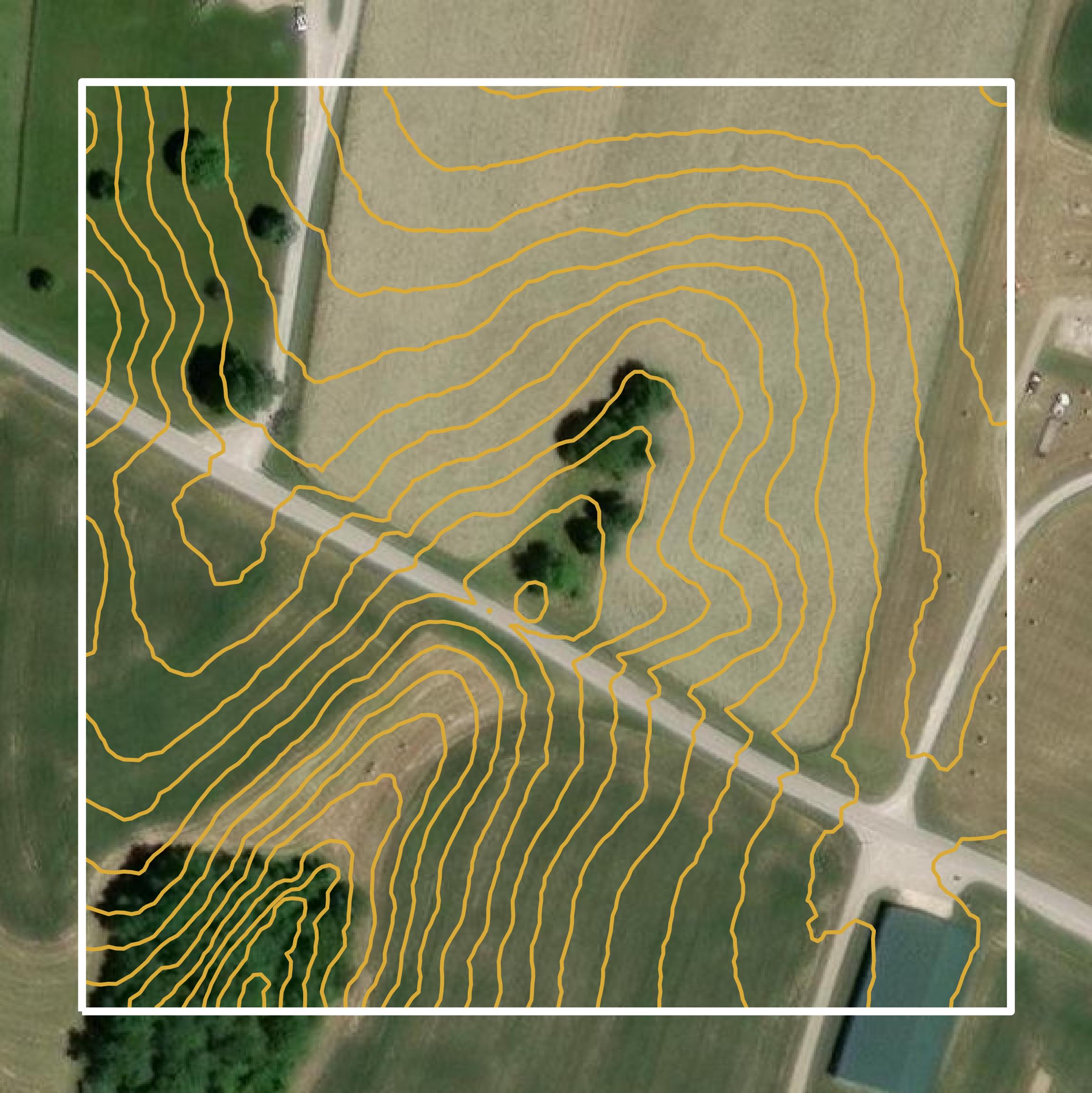This image shows a contour map in Kenton County created using GIS data in Equator.