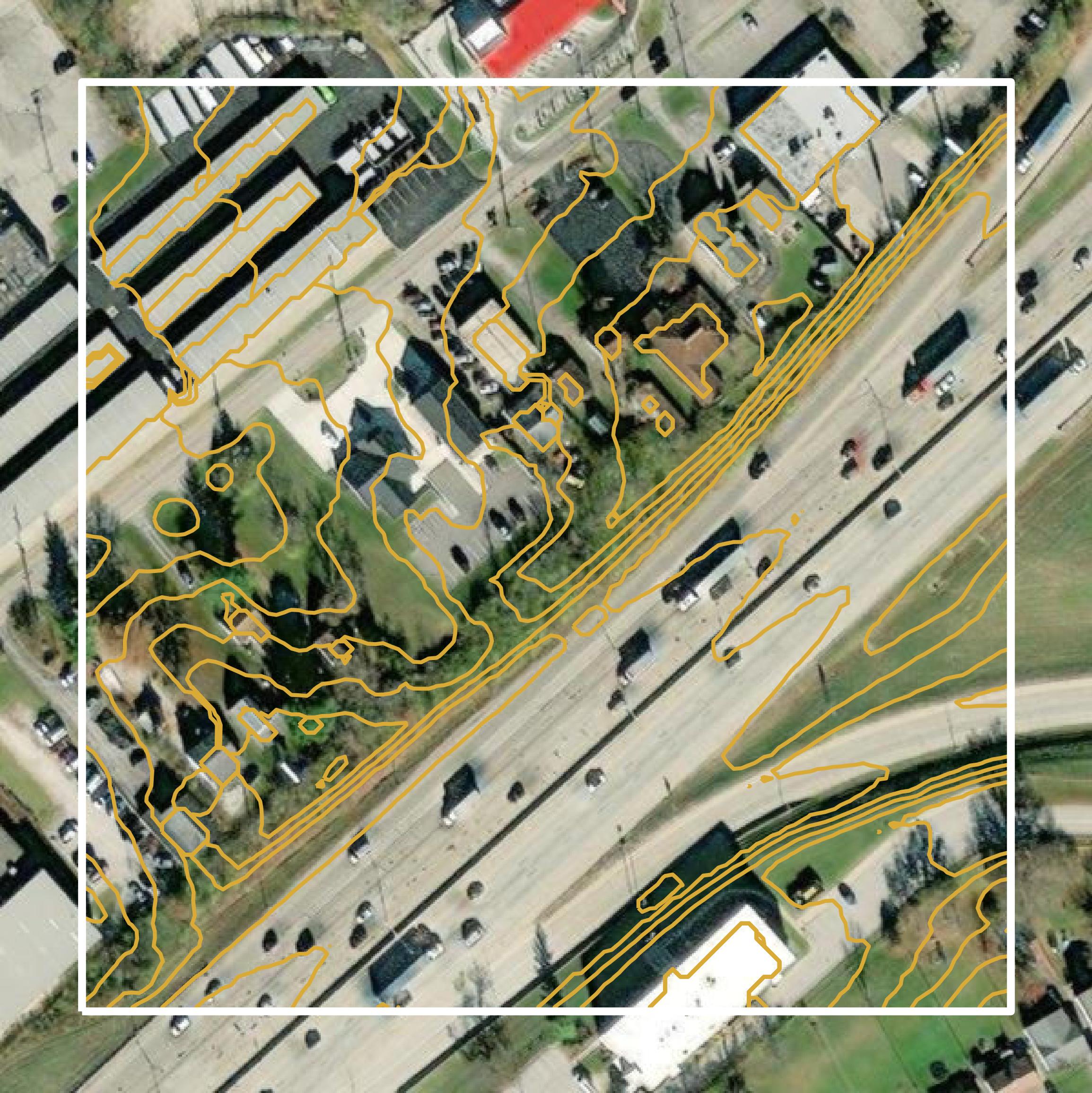 This image shows a contour map in Kenton County created using GIS data in Equator.