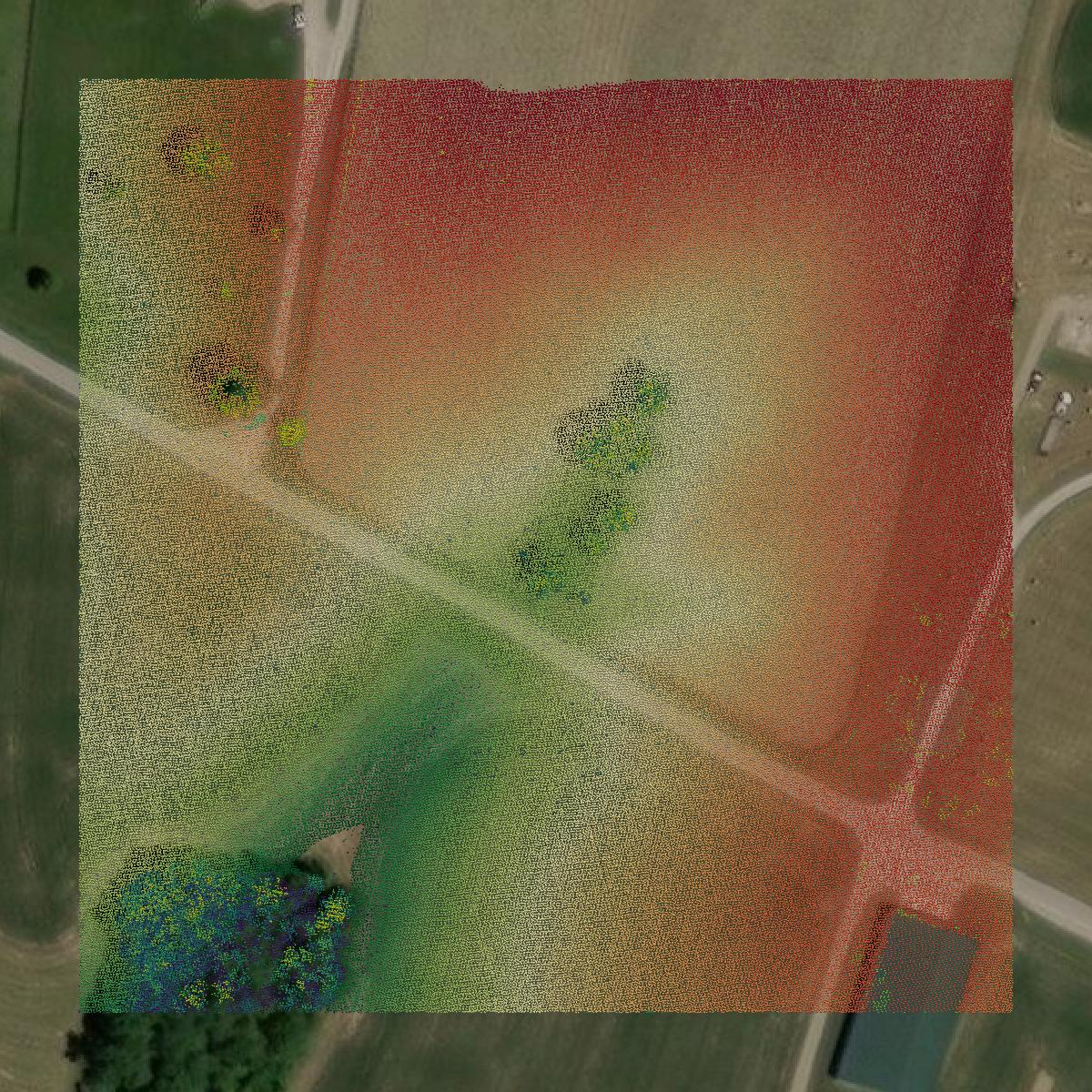 This image shows a LiDAR point cloud in Kenton County created using GIS data in Equator.