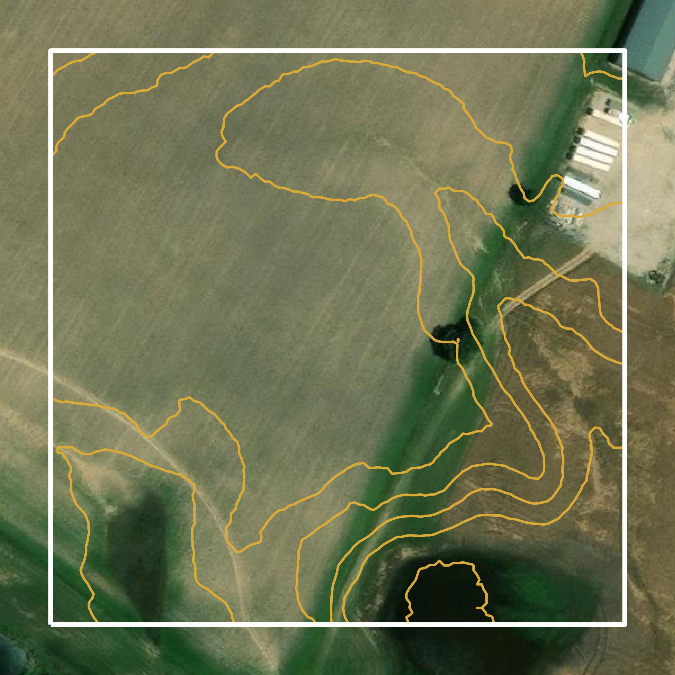 This image shows a contour map in Larue County created using GIS data in Equator.