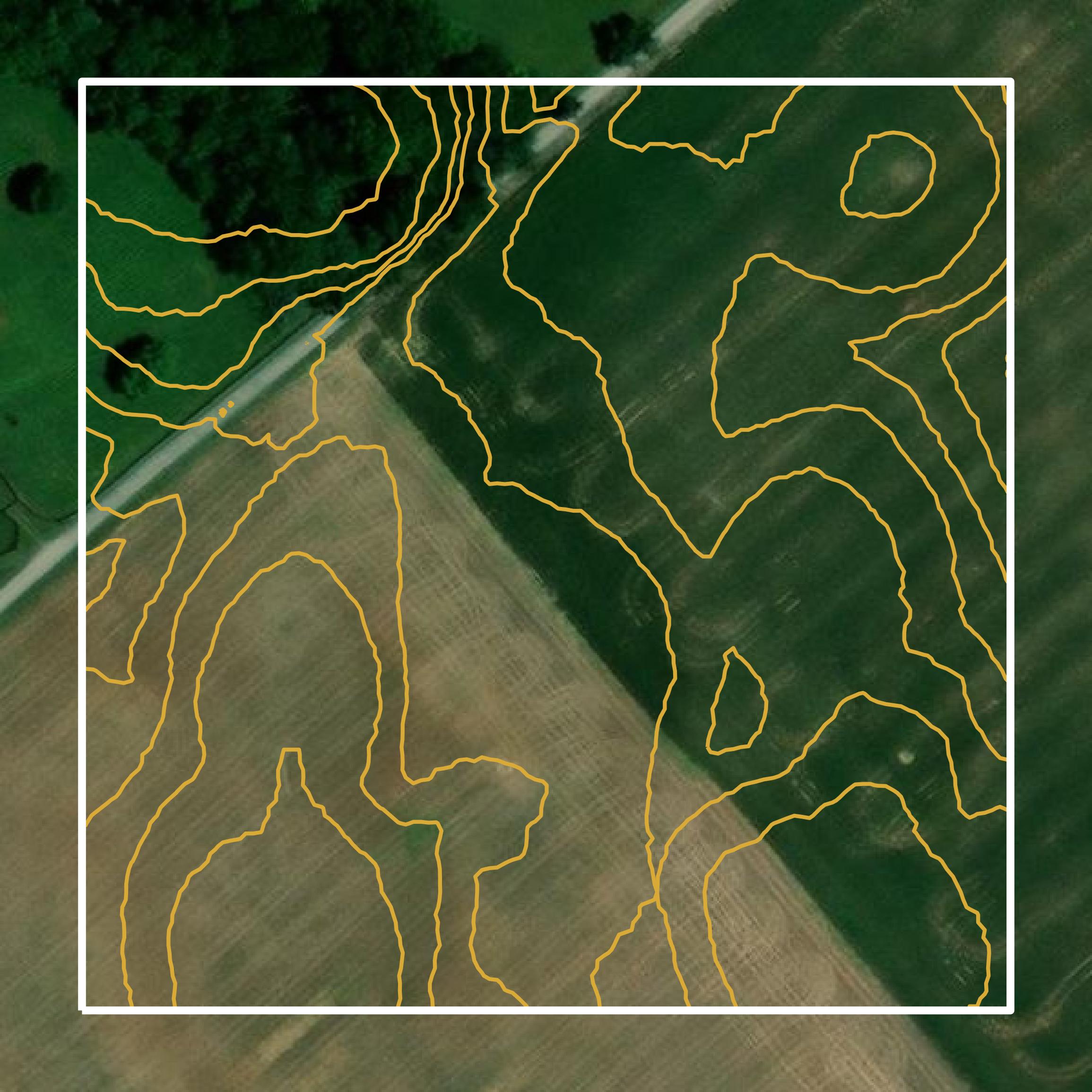 This image shows a contour map in Larue County created using GIS data in Equator.