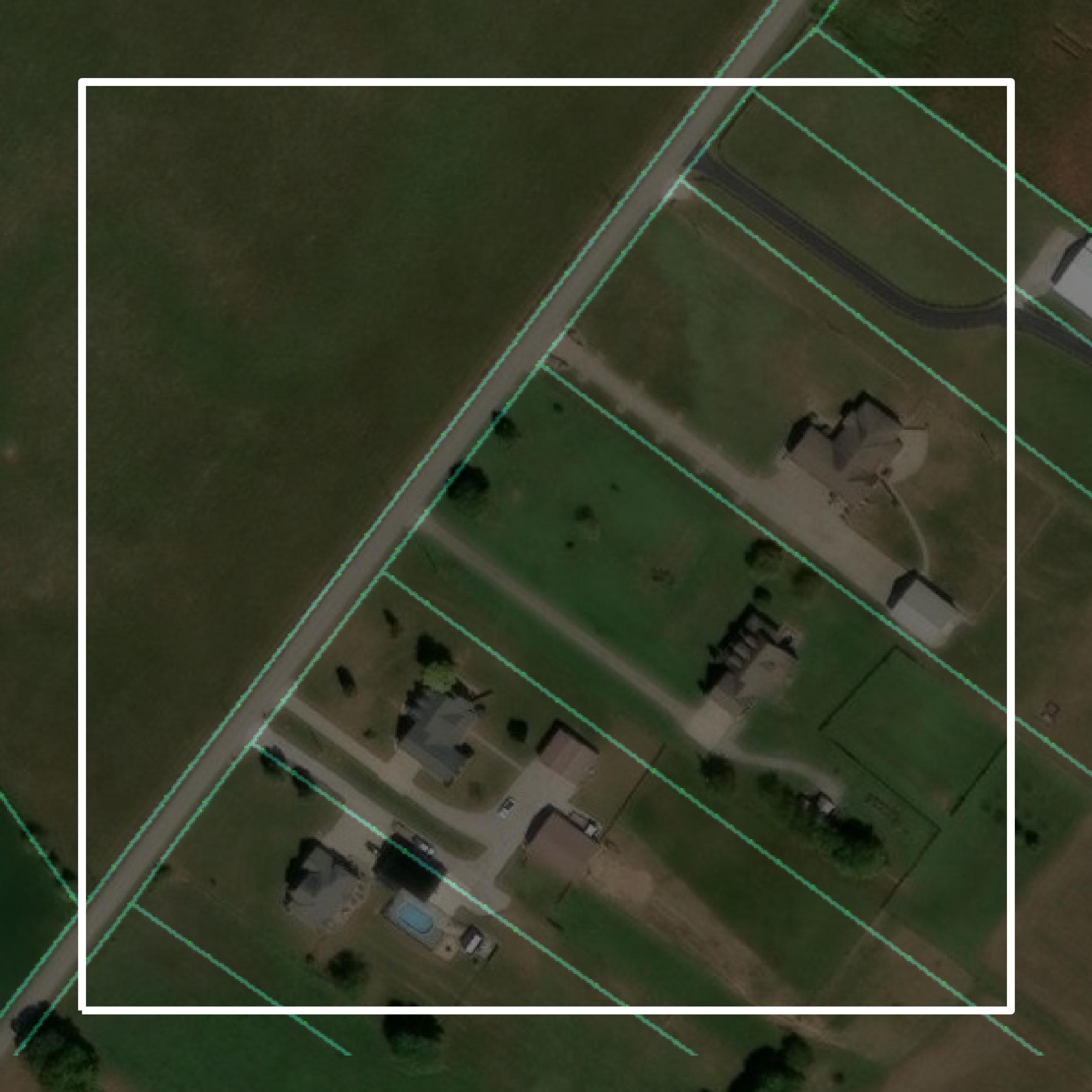 This image shows parcel and building data in Larue County created using GIS data in Equator.