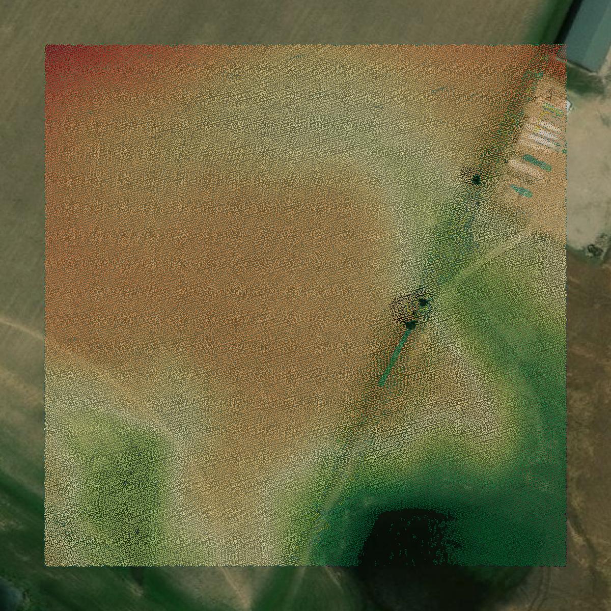 This image shows a LiDAR point cloud in Larue County created using GIS data in Equator.
