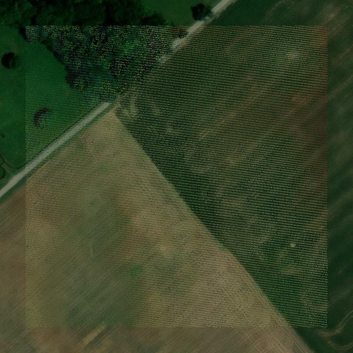 This image shows a LiDAR point cloud in Larue County created using GIS data in Equator.