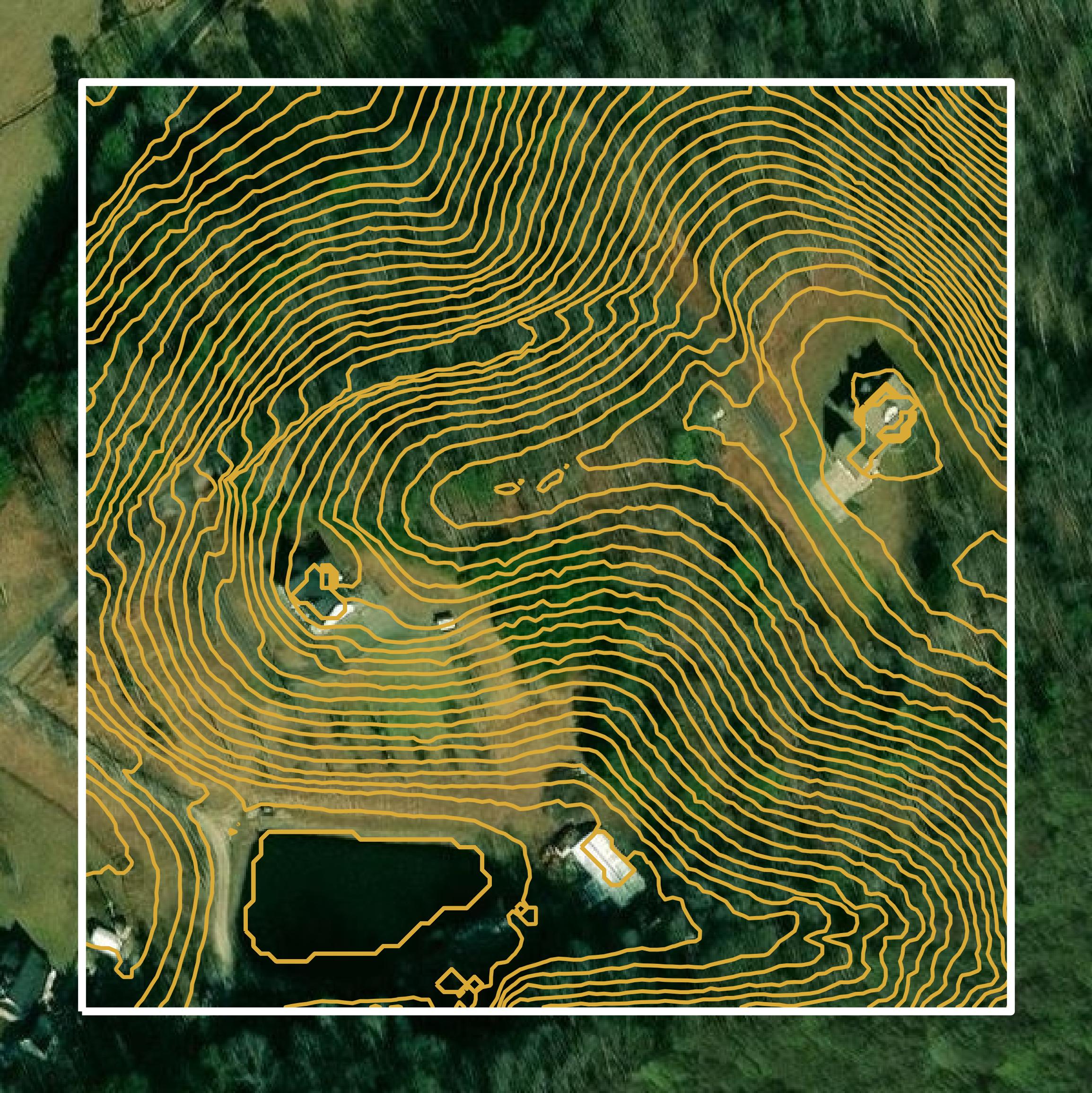 This image shows a contour map in Laurel County created using GIS data in Equator.