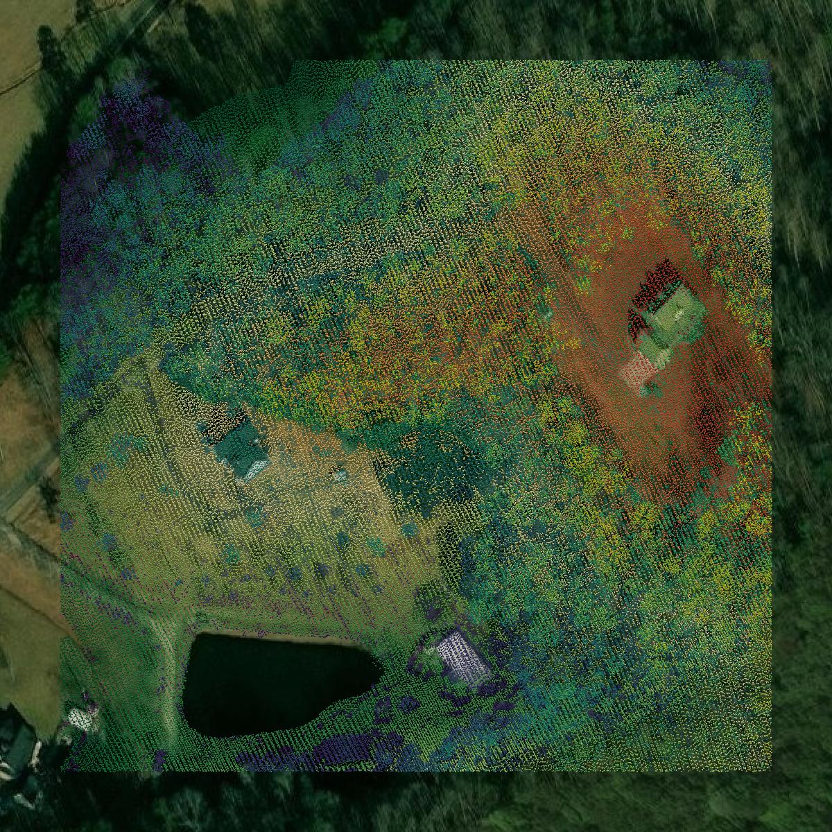 This image shows a LiDAR point cloud in Laurel County created using GIS data in Equator.