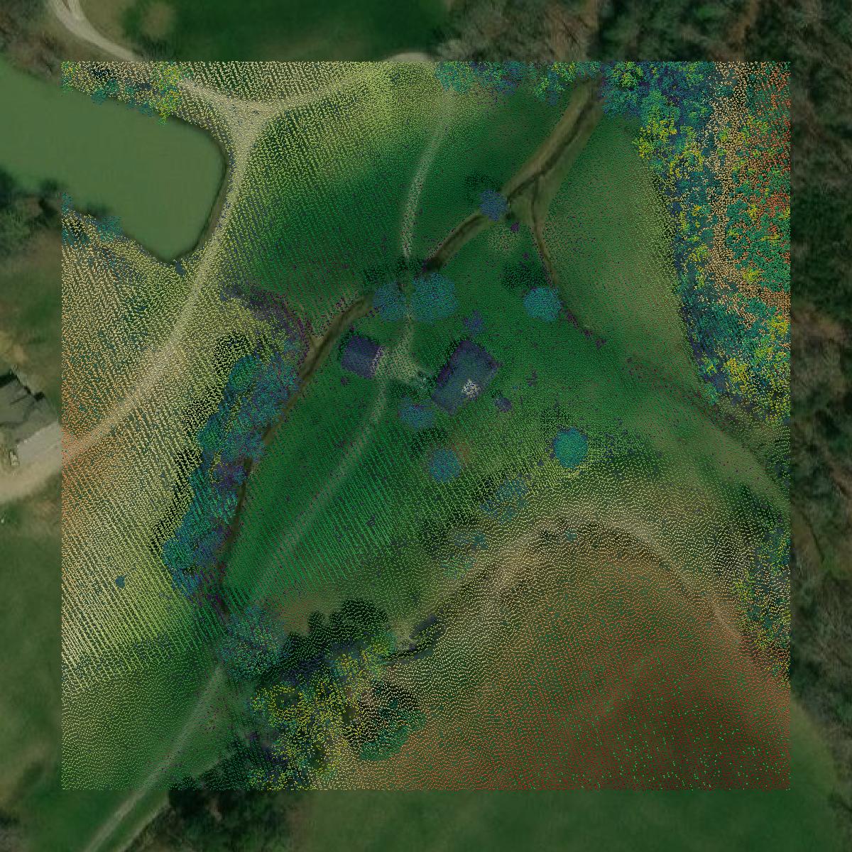 This image shows a LiDAR point cloud in Laurel County created using GIS data in Equator.