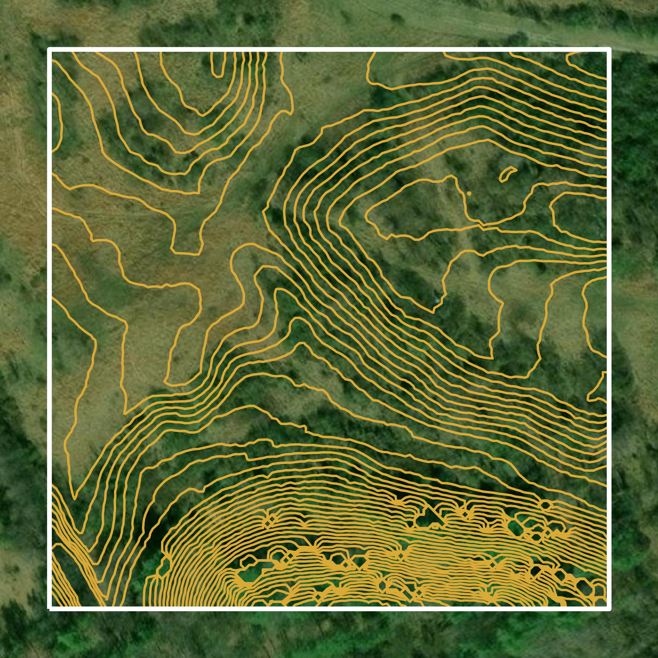This image shows a contour map in Lawrence County created using GIS data in Equator.