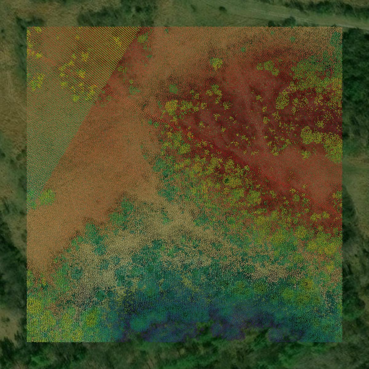 This image shows a LiDAR point cloud in Lawrence County created using GIS data in Equator.