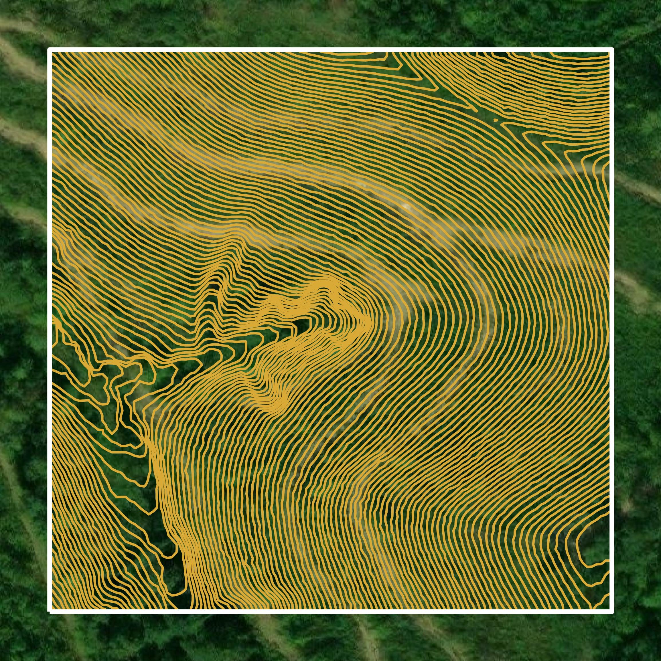 This image shows a contour map in Lewis County created using GIS data in Equator.