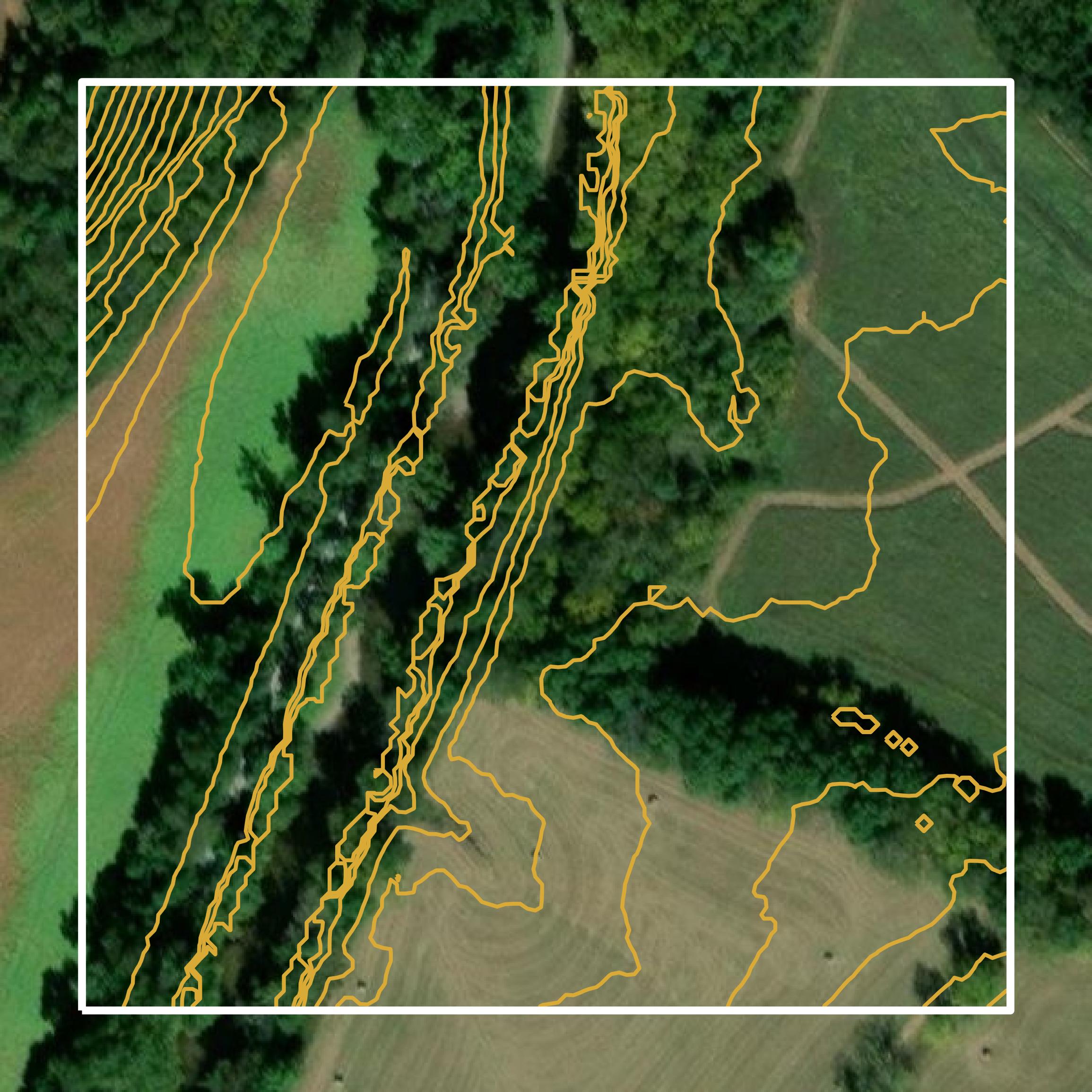 This image shows a contour map in Lincoln County created using GIS data in Equator.