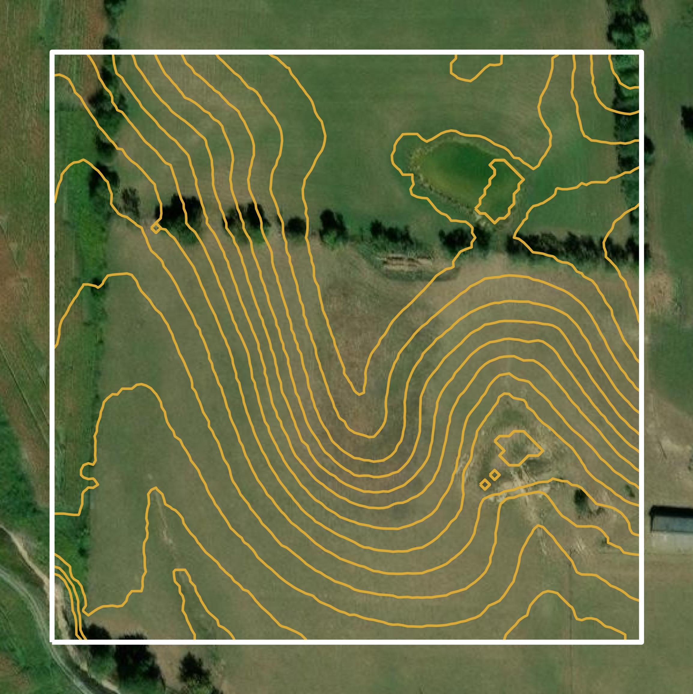 This image shows a contour map in Lincoln County created using GIS data in Equator.