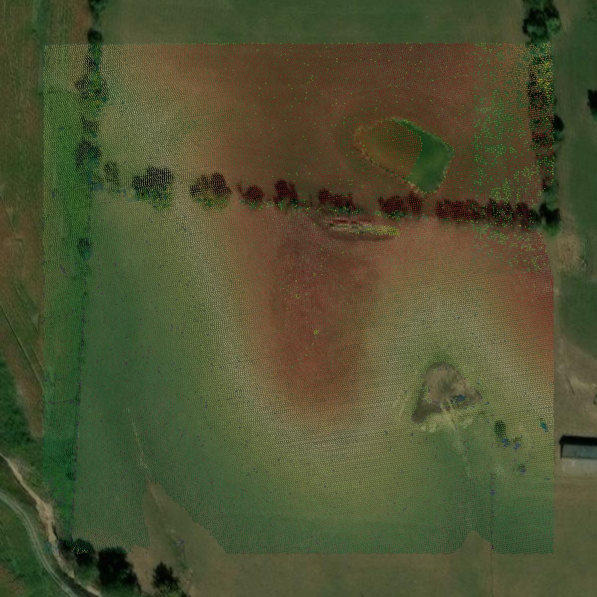 This image shows a LiDAR point cloud in Lincoln County created using GIS data in Equator.