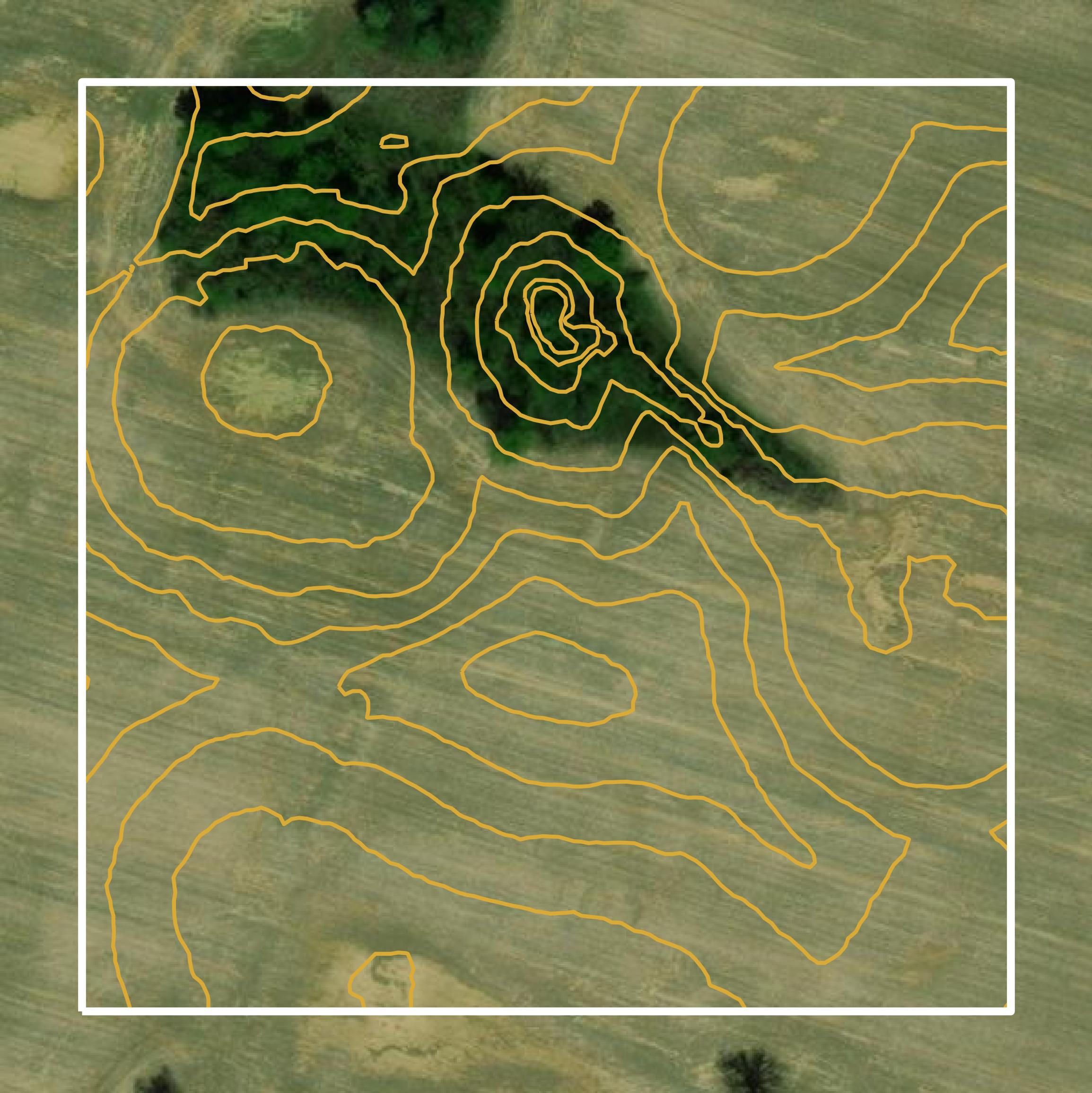 This image shows a contour map in Livingston County created using GIS data in Equator.