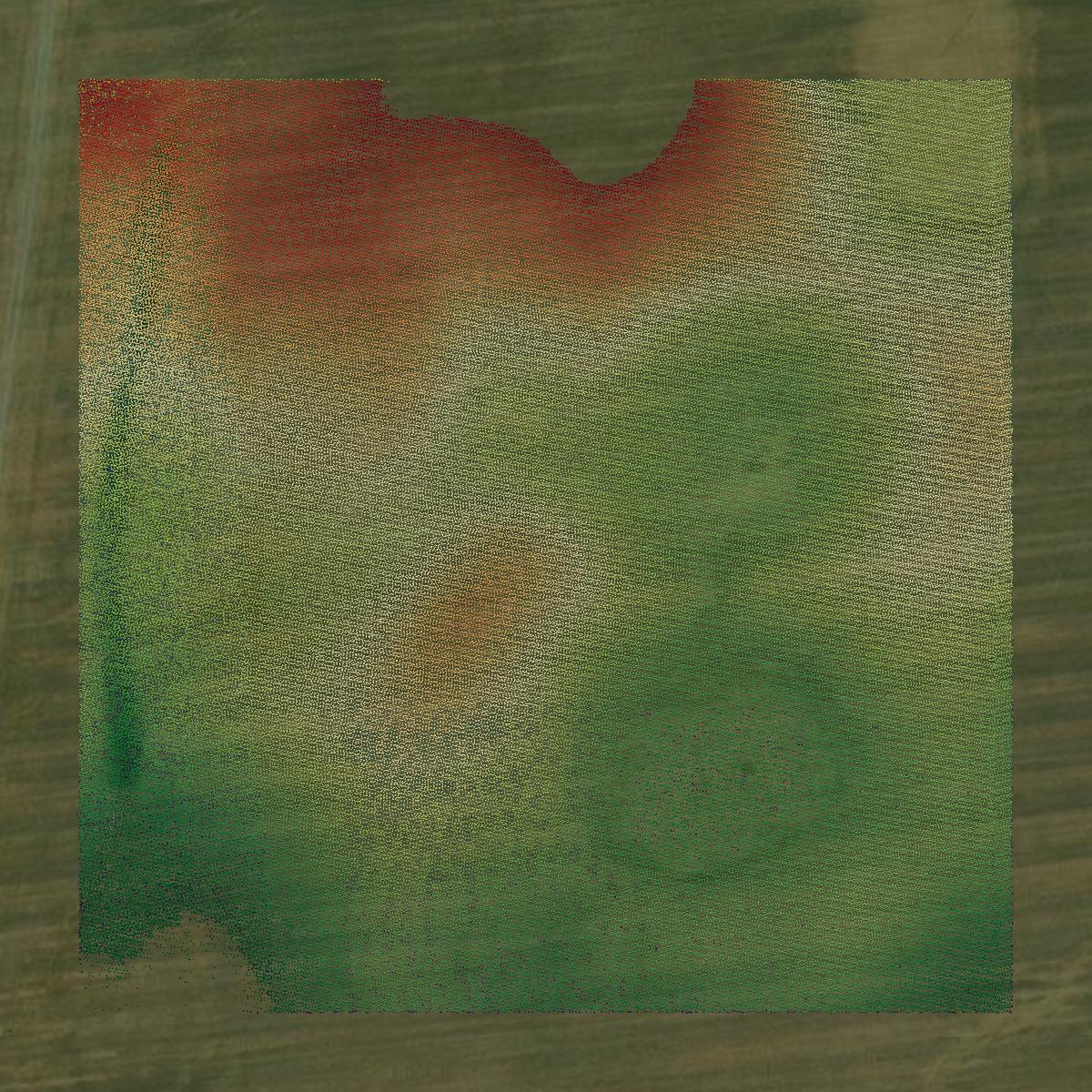 This image shows a LiDAR point cloud in Livingston County created using GIS data in Equator.
