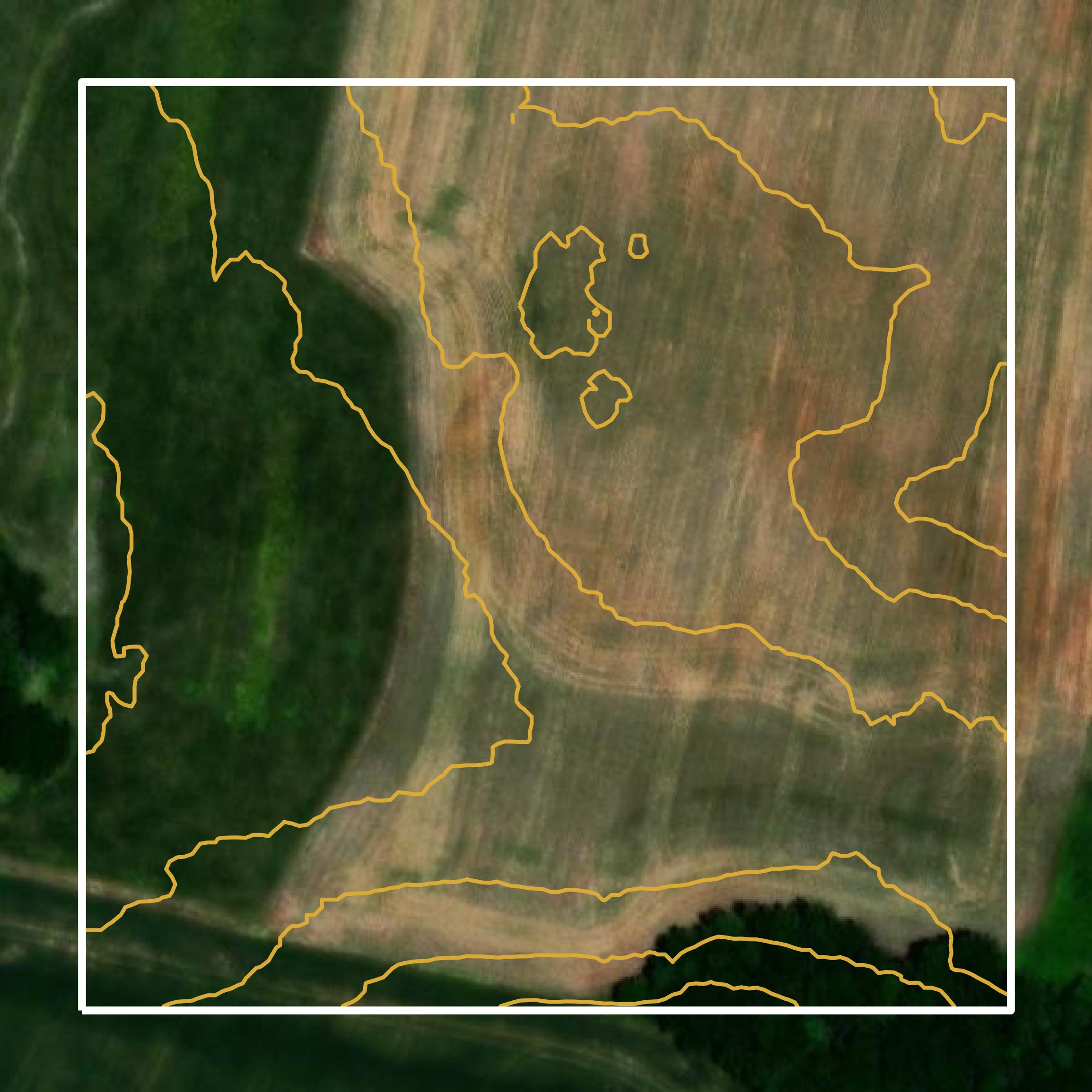 This image shows a contour map in Logan County created using GIS data in Equator.