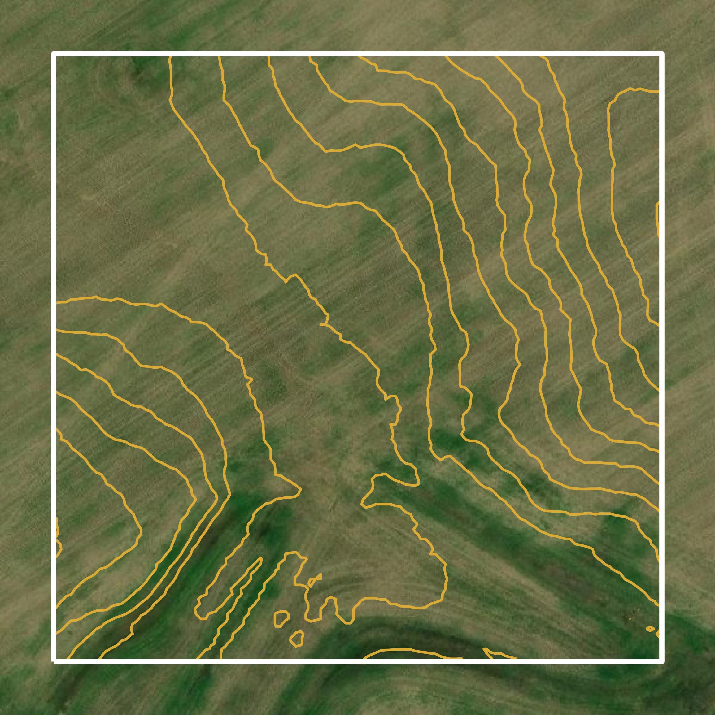 This image shows a contour map in Lyon County created using GIS data in Equator.
