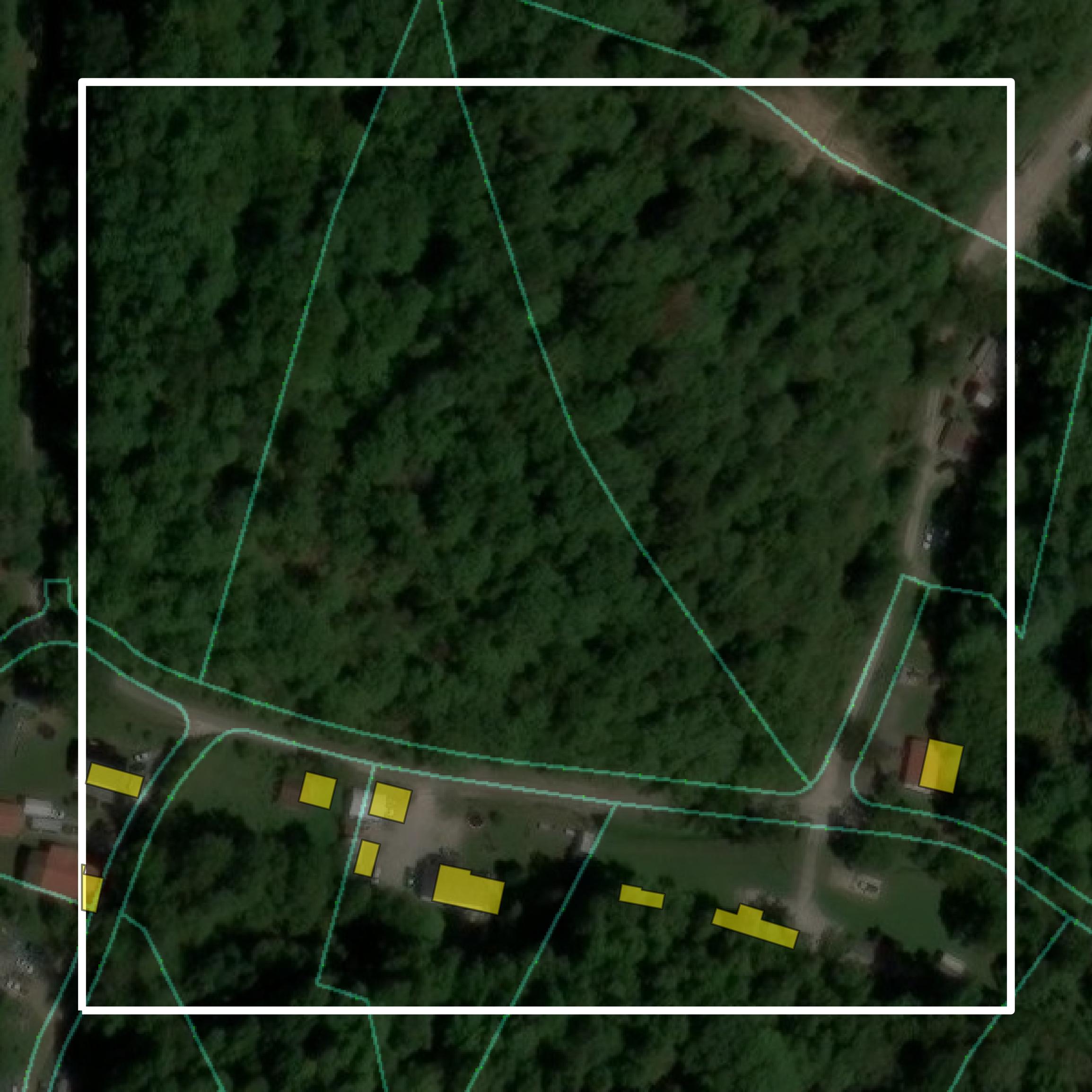 This image shows parcel and building data in Magoffin County created using GIS data in Equator.