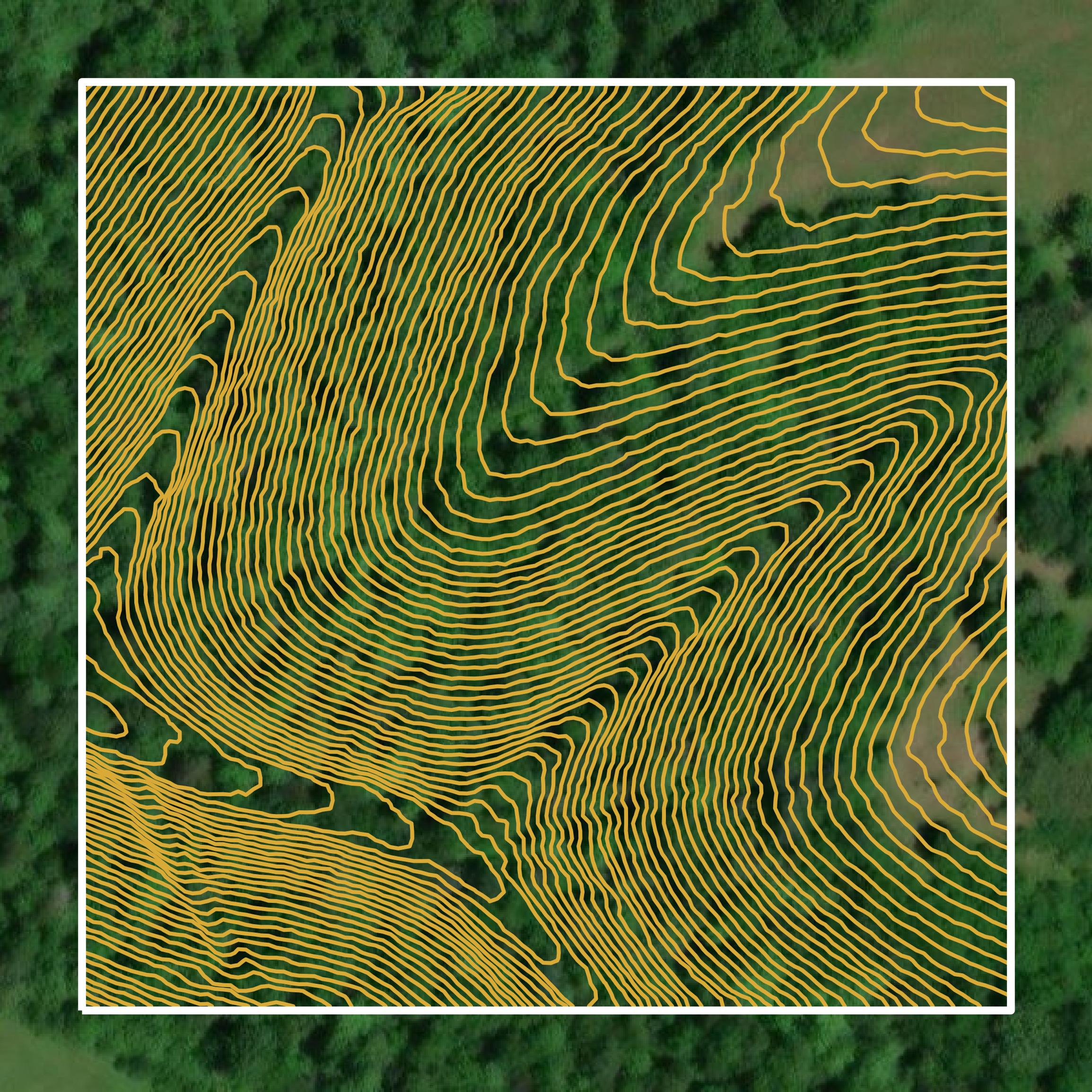 This image shows a contour map in Mason County created using GIS data in Equator.