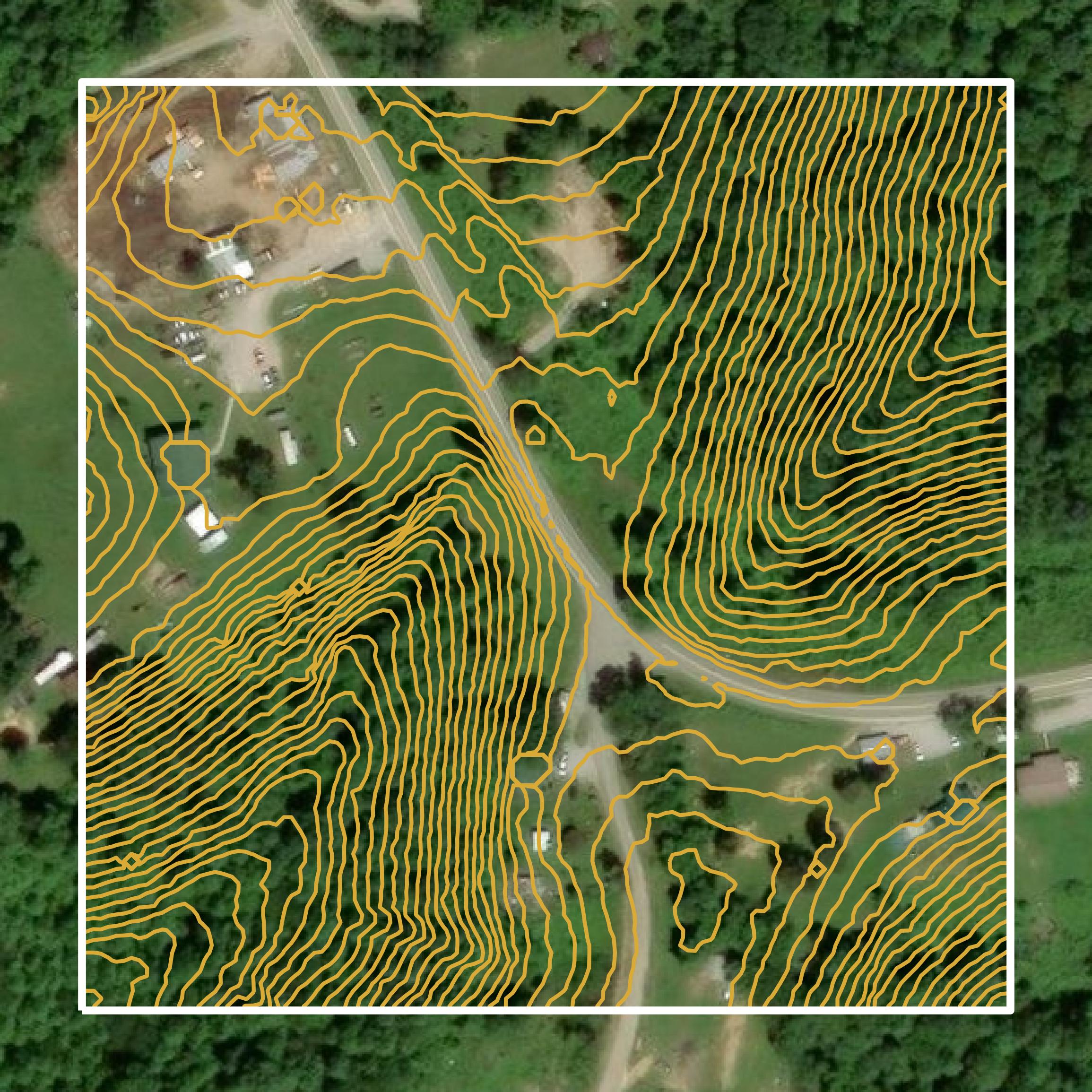 This image shows a contour map in McCreary County created using GIS data in Equator.