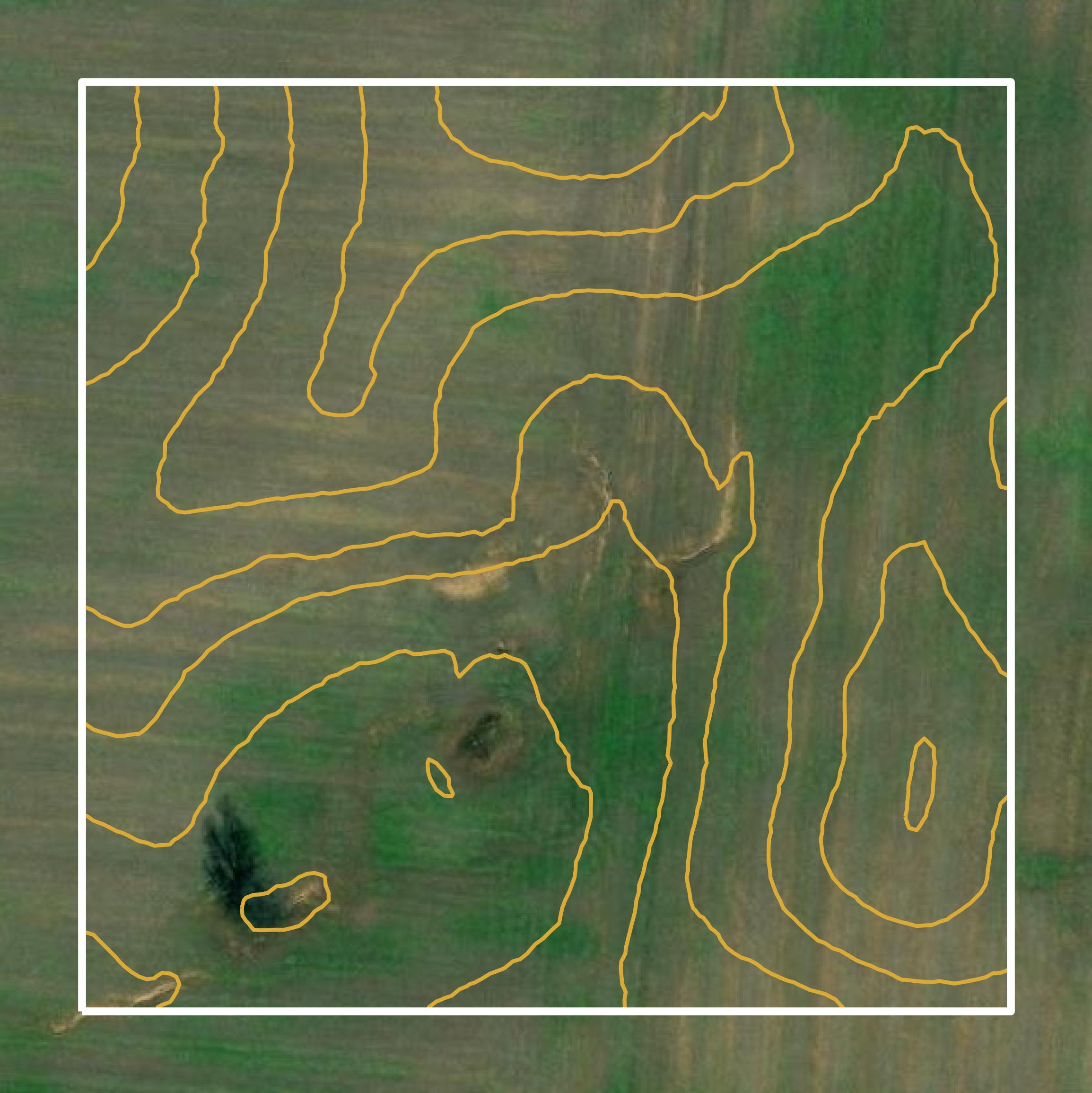 This image shows a contour map in Meade County created using GIS data in Equator.
