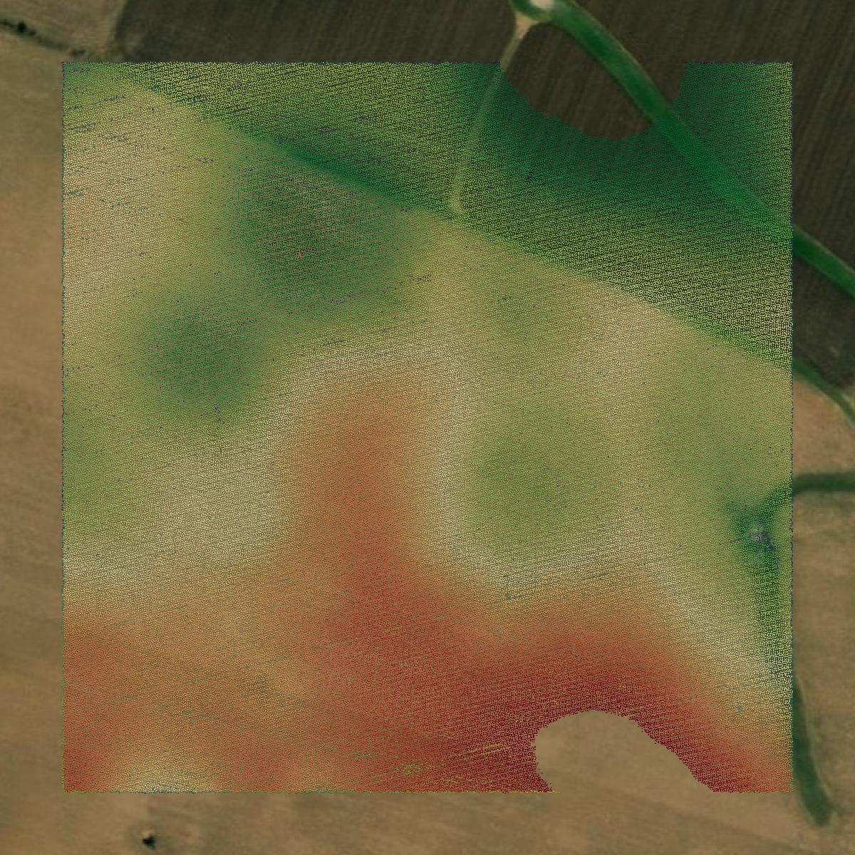 This image shows a LiDAR point cloud in Meade County created using GIS data in Equator.