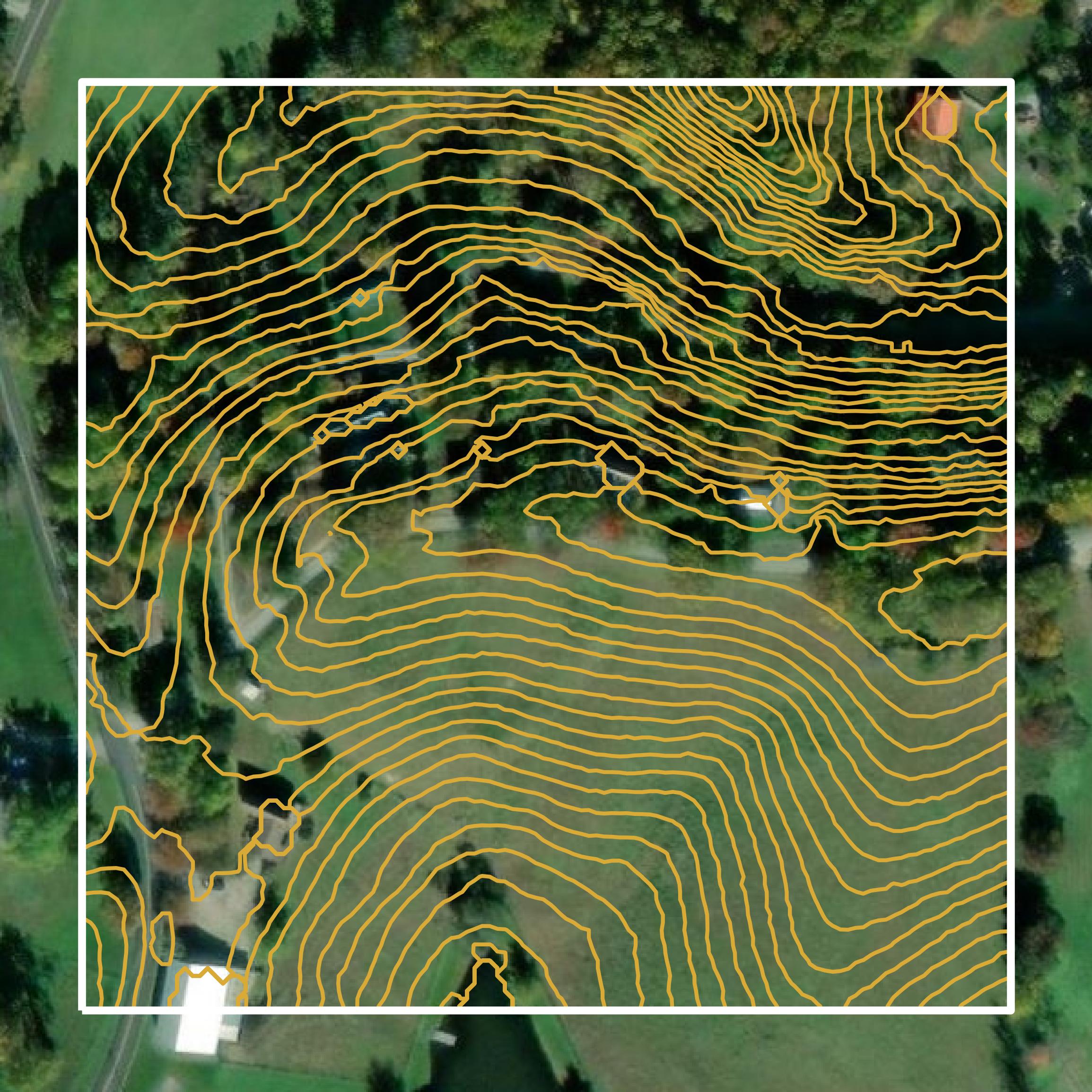 This image shows a contour map in Menifee County created using GIS data in Equator.