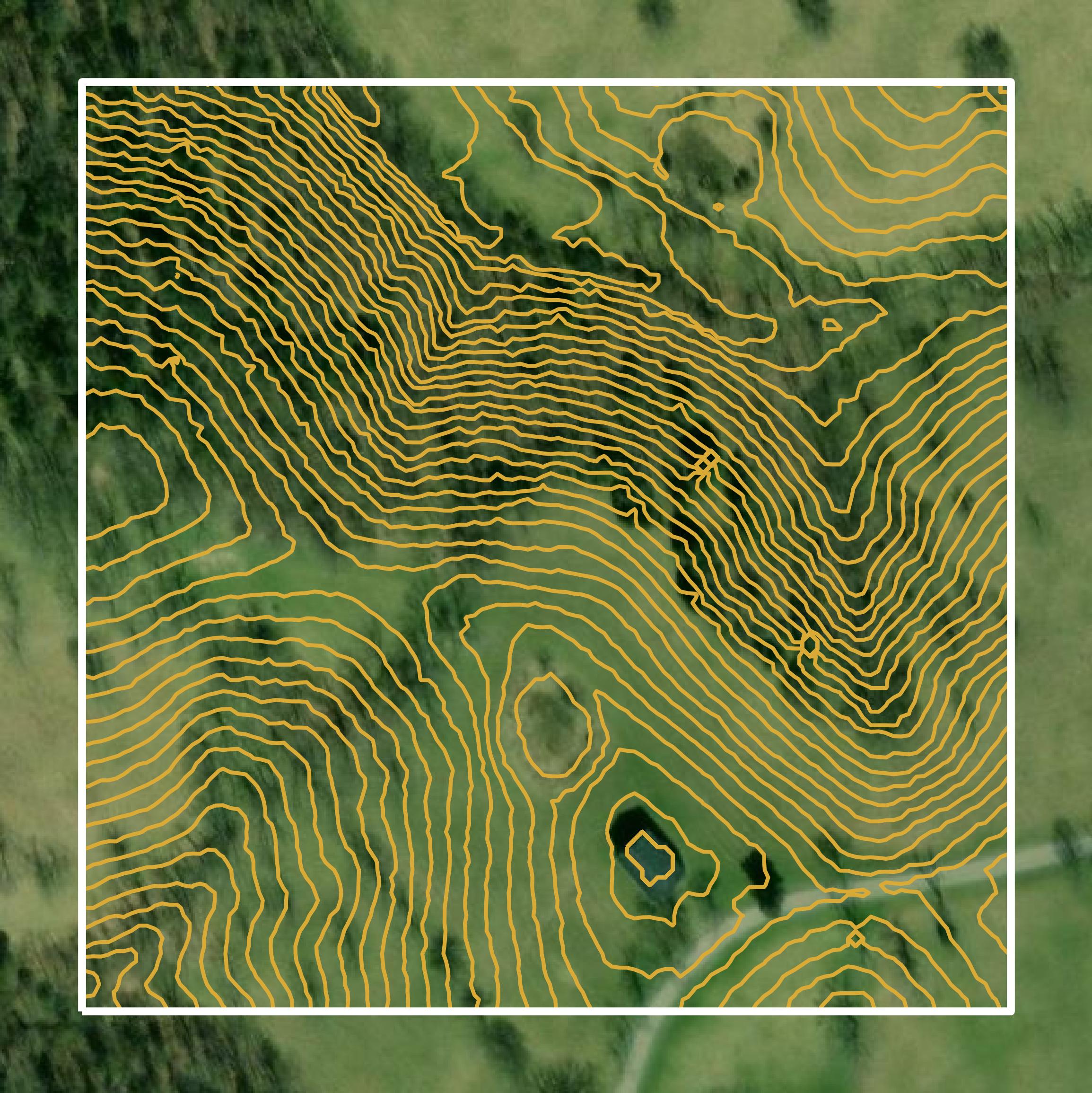 This image shows a contour map in Mercer County created using GIS data in Equator.