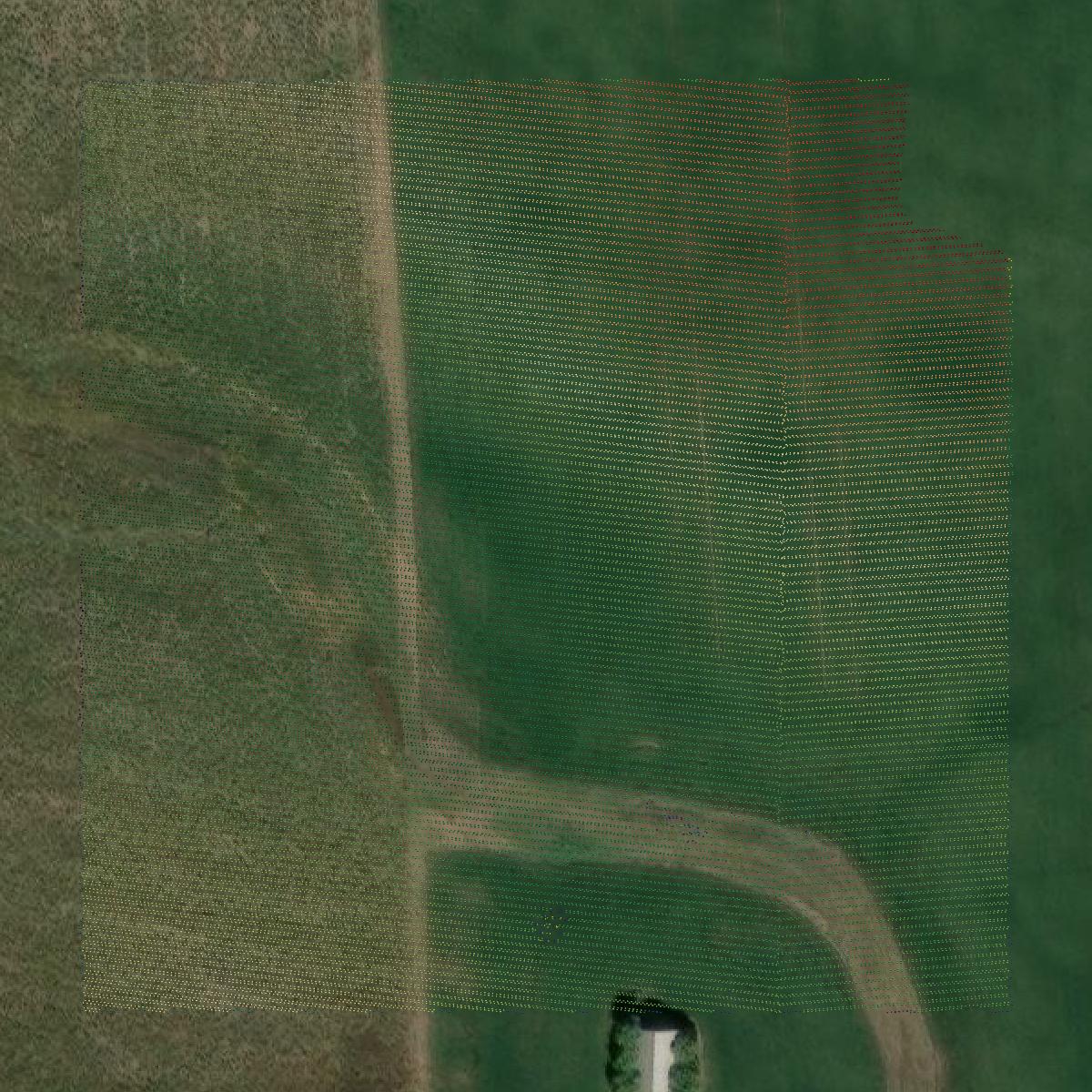 This image shows a LiDAR point cloud in Mercer County created using GIS data in Equator.