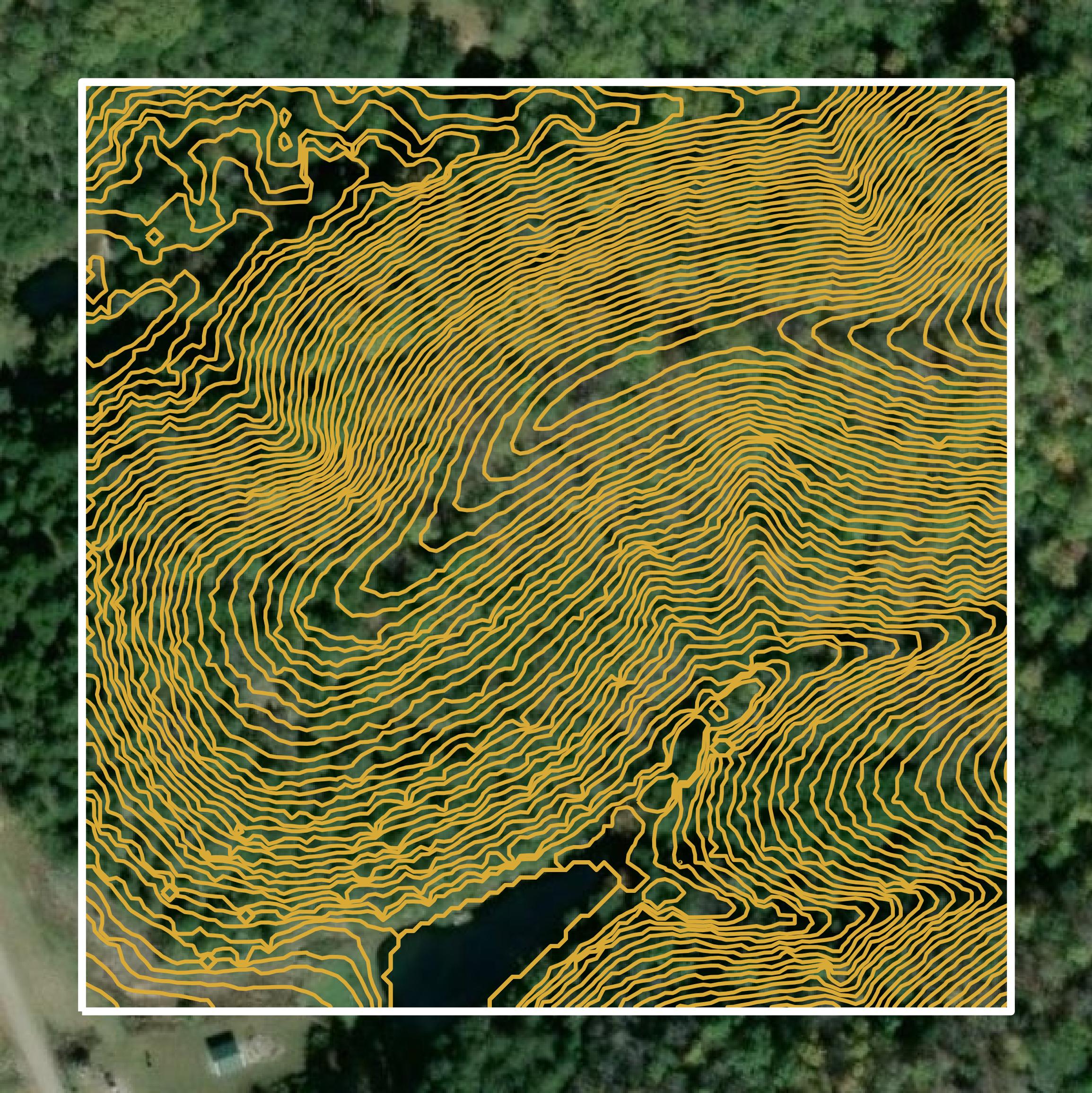 This image shows a contour map in Metcalfe County created using GIS data in Equator.