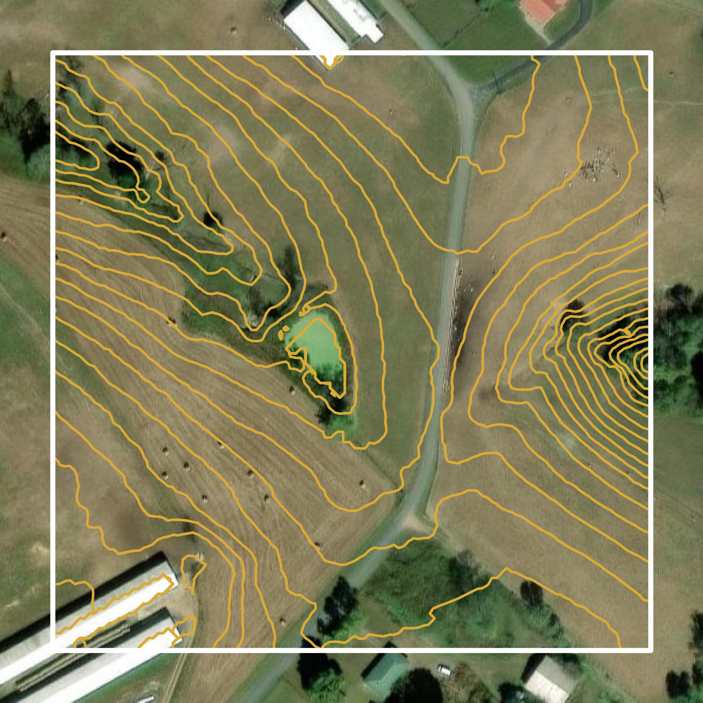 This image shows a contour map in Monroe County created using GIS data in Equator.