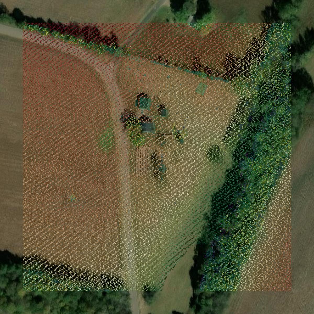 This image shows a LiDAR point cloud in Monroe County created using GIS data in Equator.