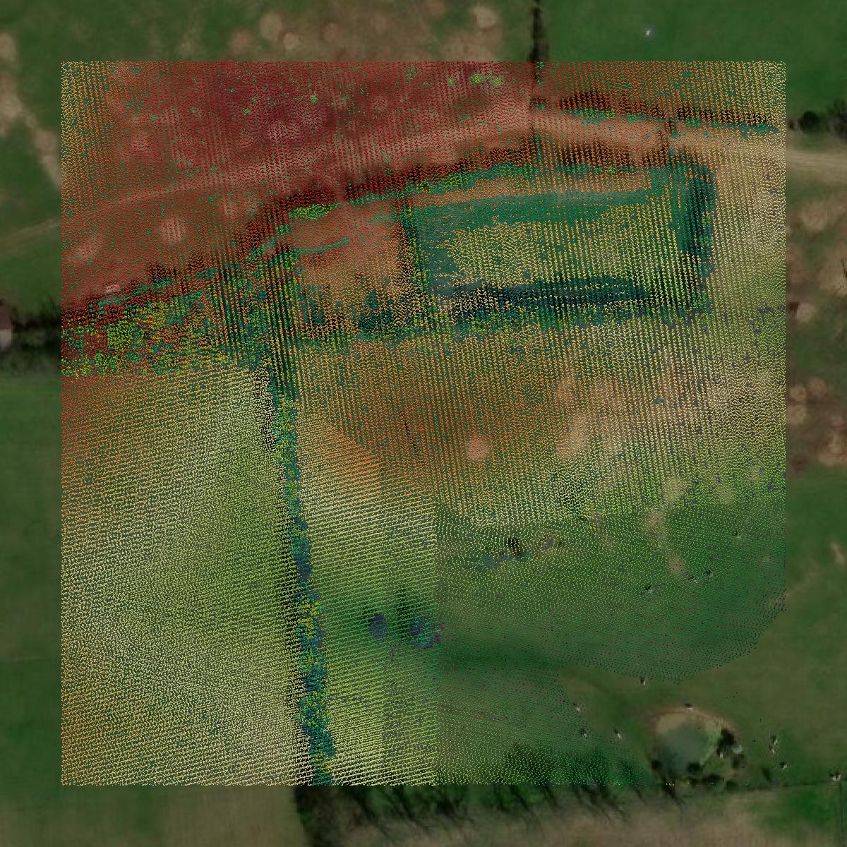 This image shows a LiDAR point cloud in Montgomery County created using GIS data in Equator.