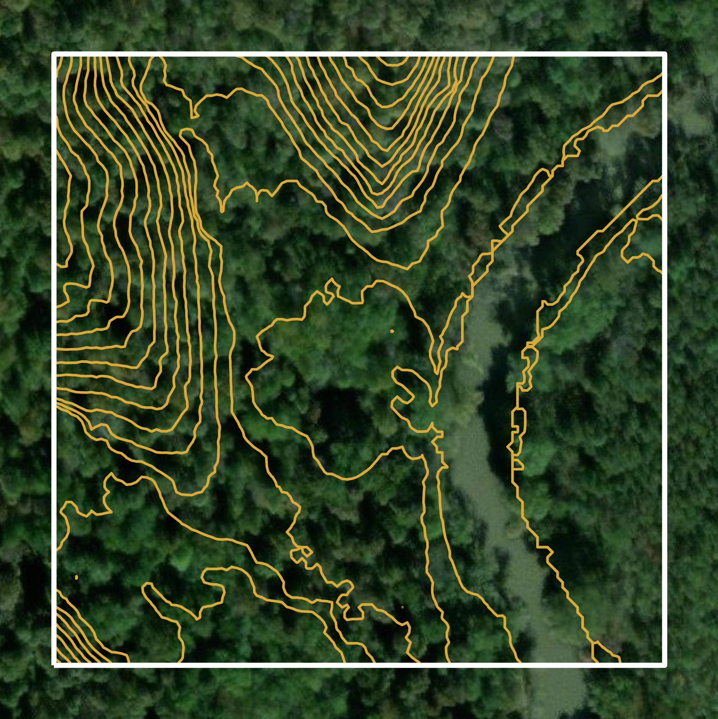 This image shows a contour map in Muhlenberg County created using GIS data in Equator.