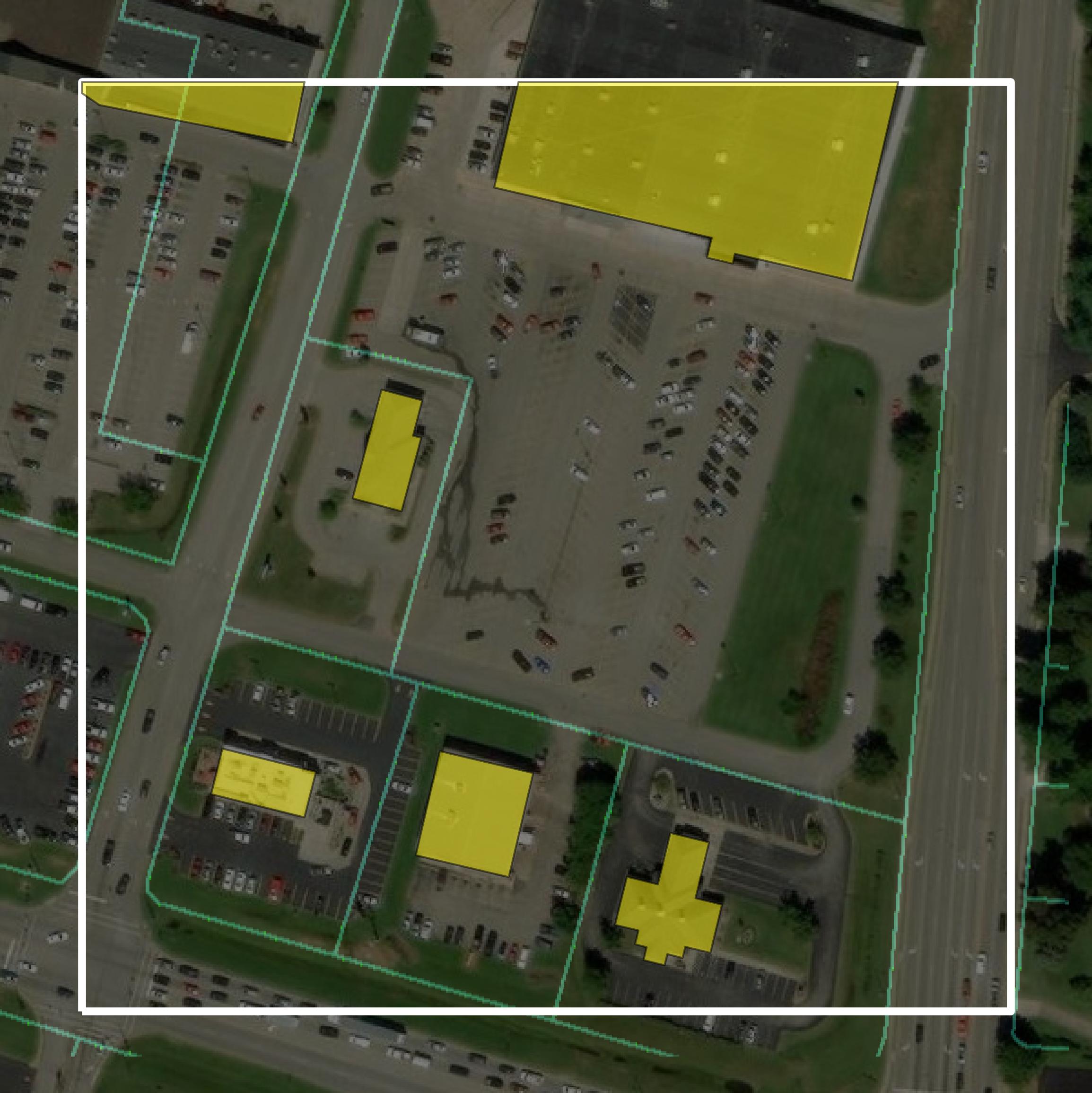 This image shows parcel and building data in Nelson County created using GIS data in Equator.