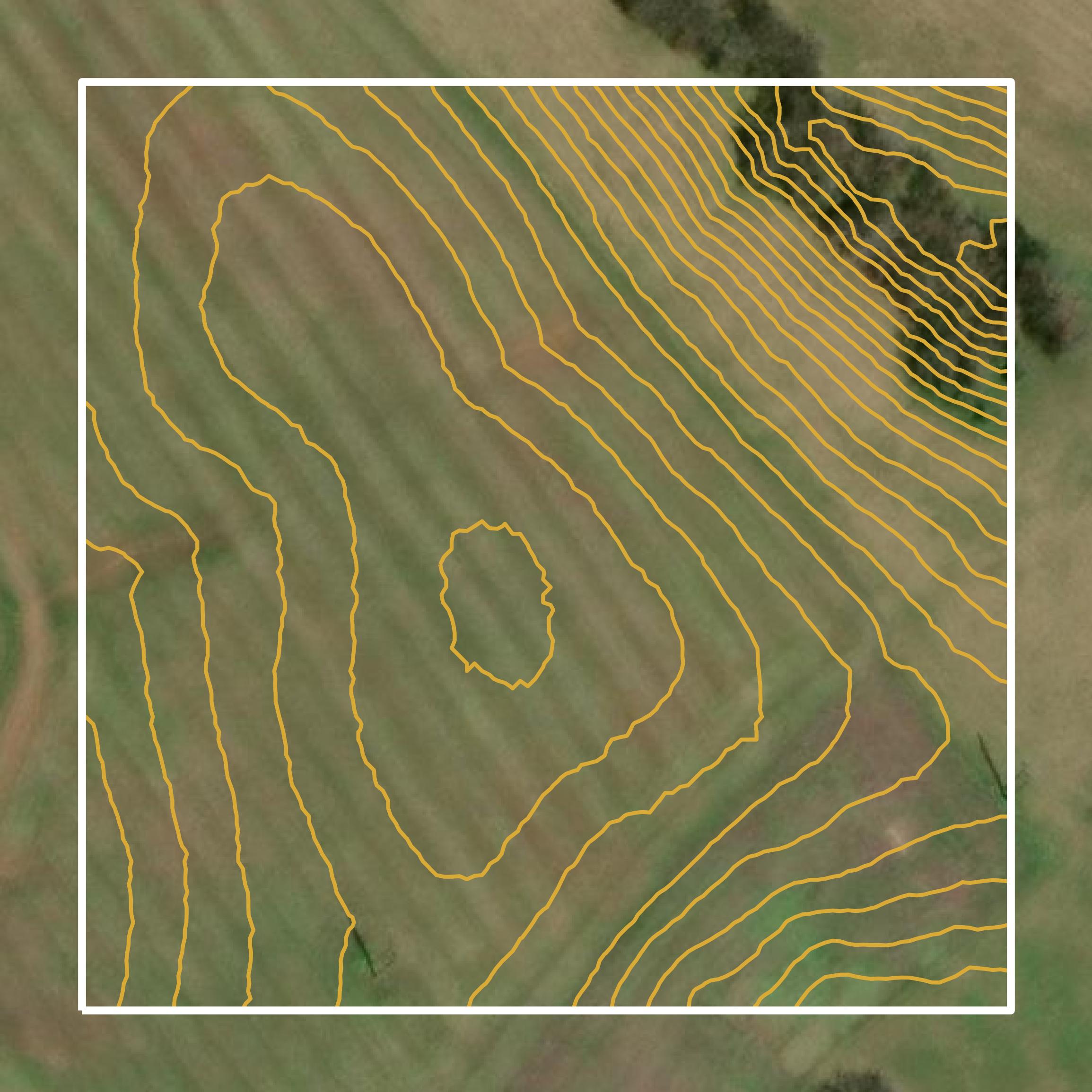 This image shows a contour map in Nicholas County created using GIS data in Equator.