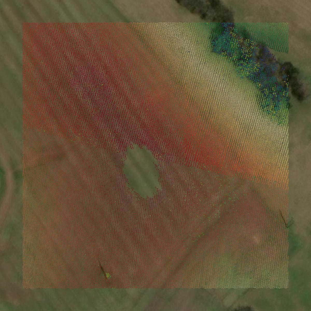 This image shows a LiDAR point cloud in Nicholas County created using GIS data in Equator.