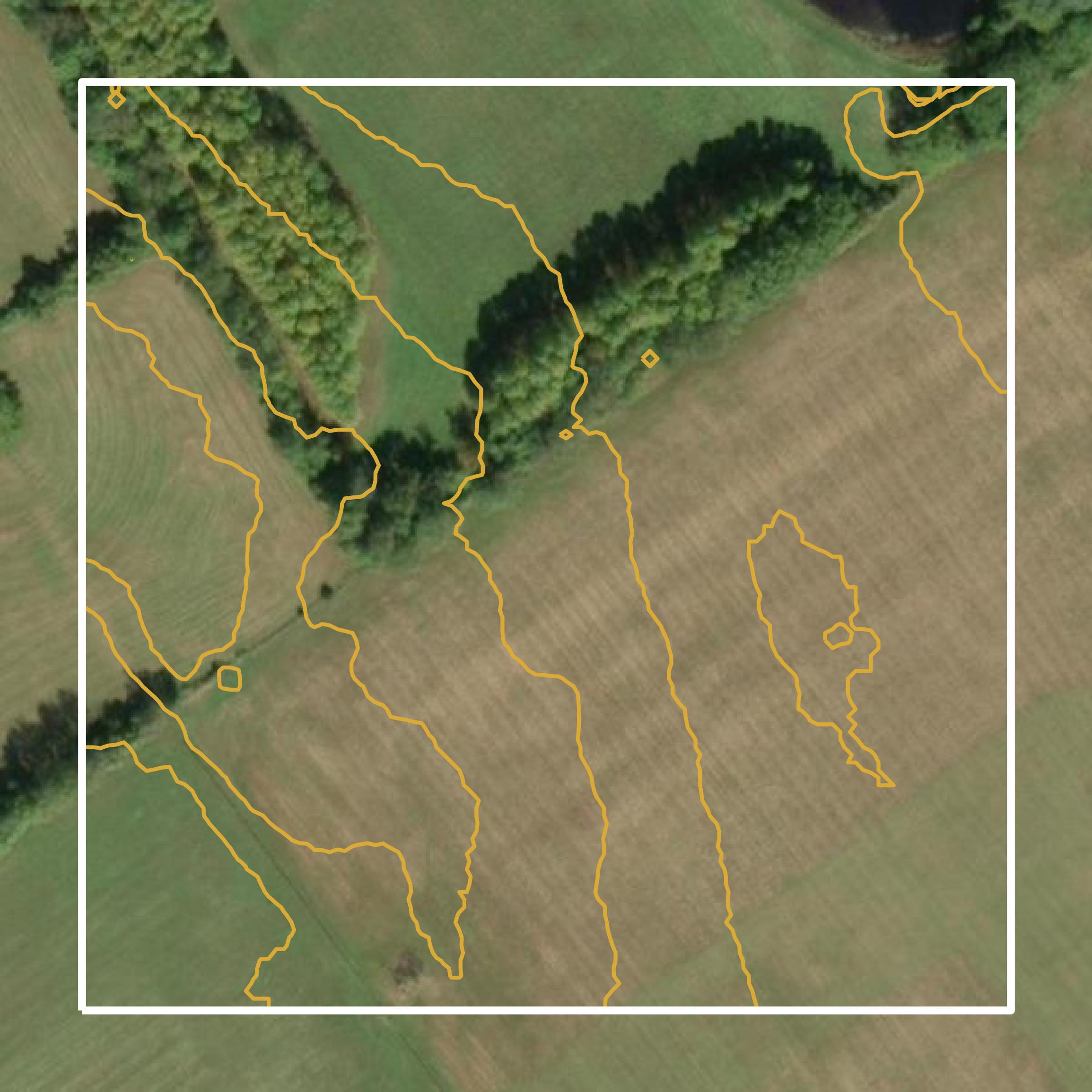This image shows a contour map in Oldham County created using GIS data in Equator.