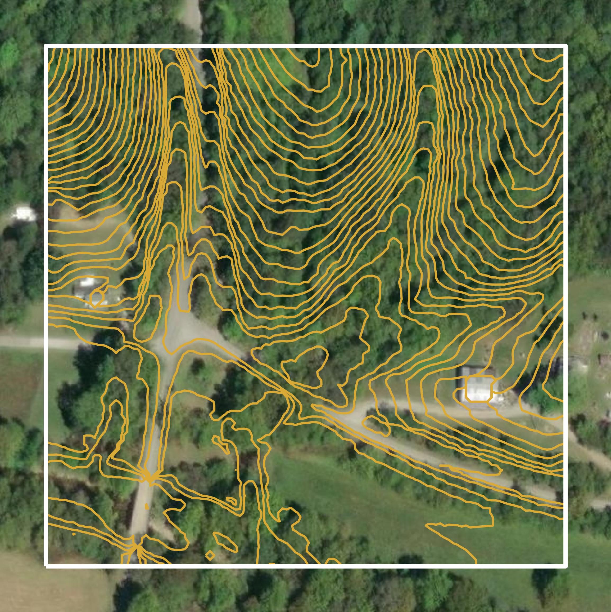 This image shows a contour map in Owen County created using GIS data in Equator.