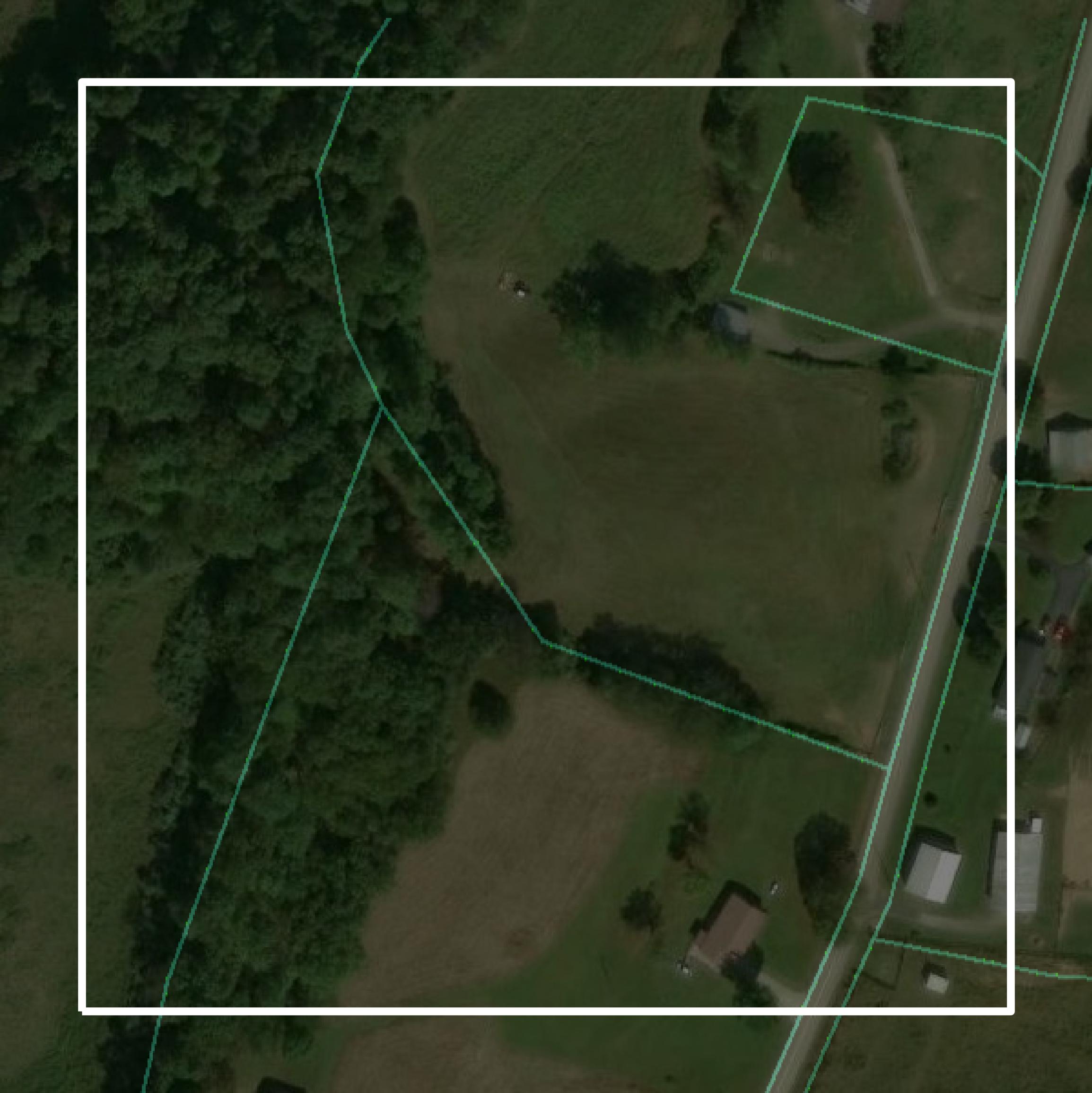 This image shows parcel and building data in Owsley County created using GIS data in Equator.