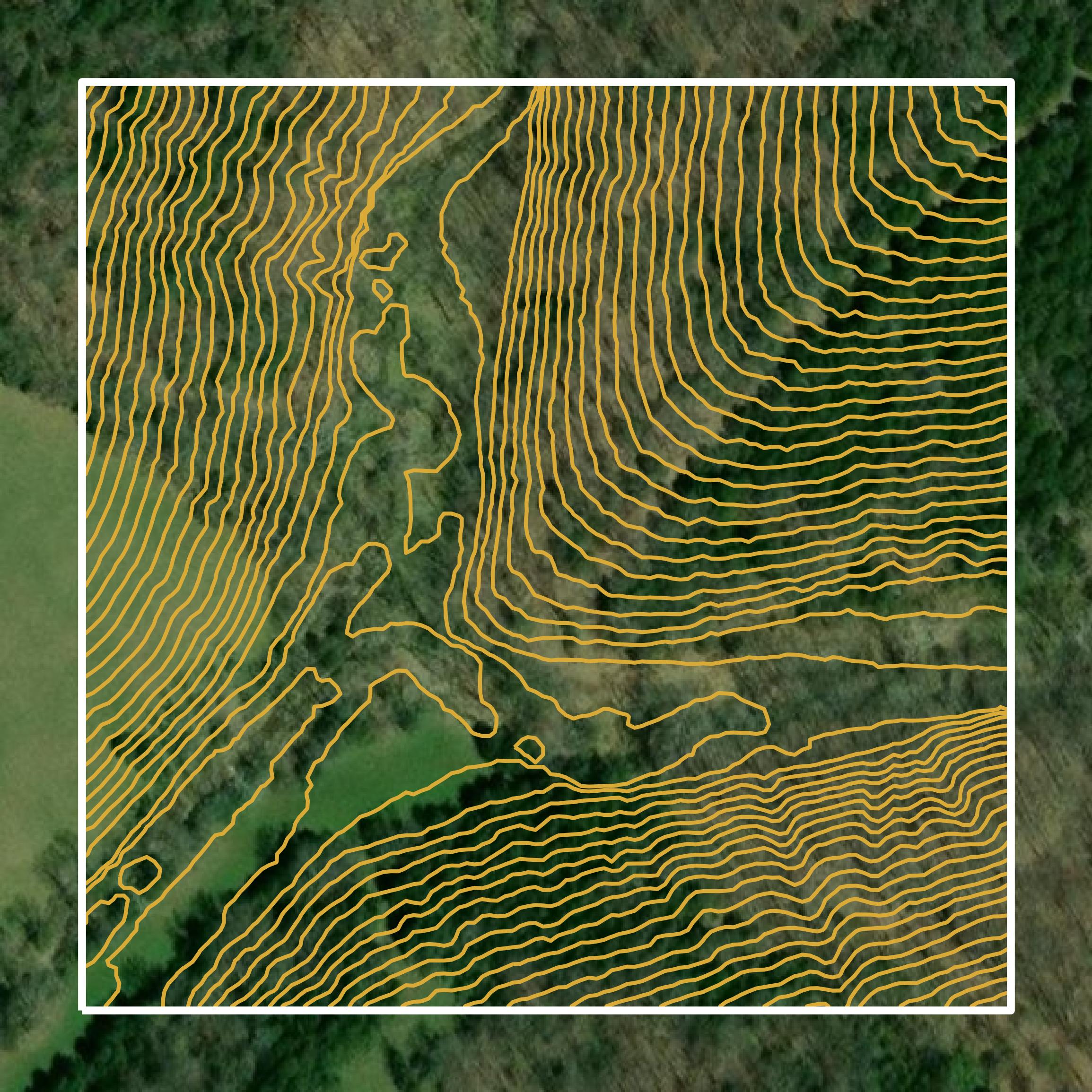 This image shows a contour map in Pendleton County created using GIS data in Equator.