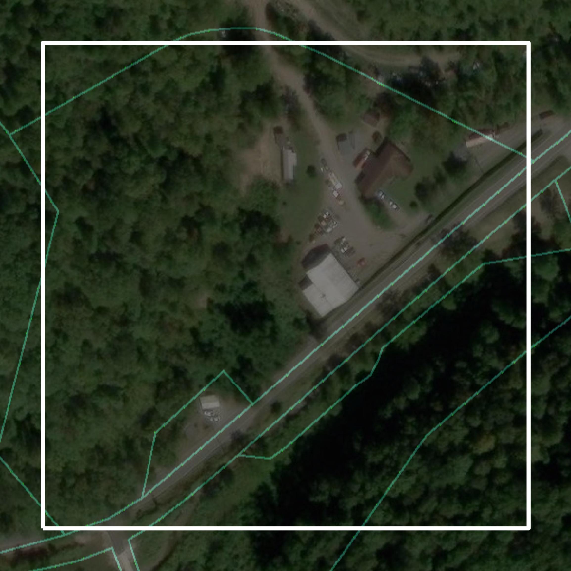 This image shows parcel and building data in Perry County created using GIS data in Equator.
