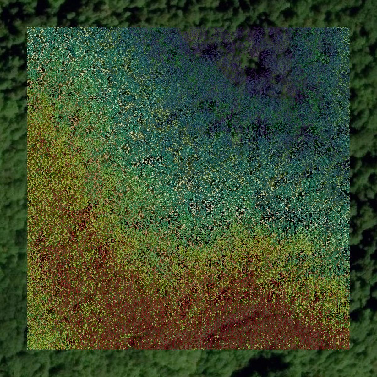 This image shows a LiDAR point cloud in Perry County created using GIS data in Equator.