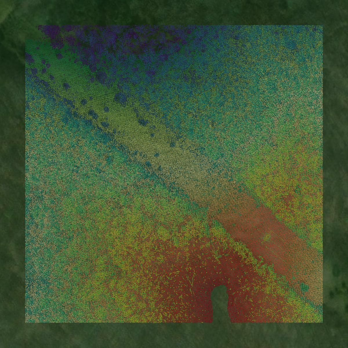 This image shows a LiDAR point cloud in Perry County created using GIS data in Equator.