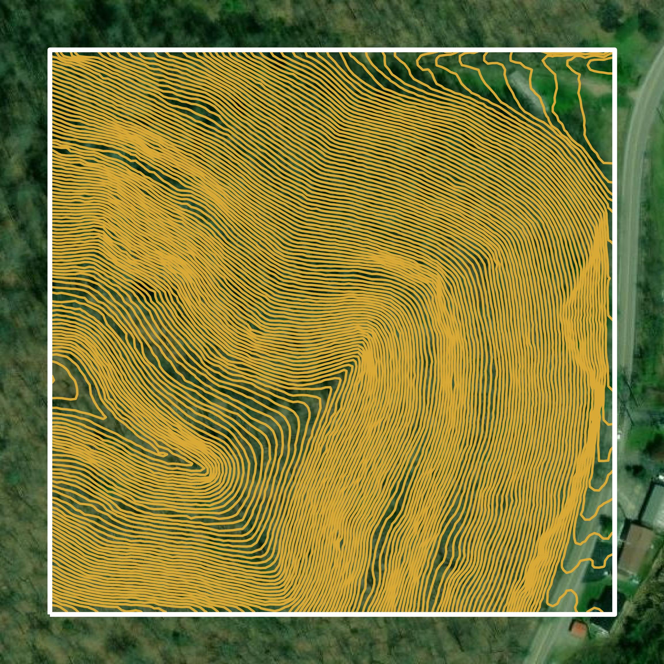 This image shows a contour map in Pike County created using GIS data in Equator.