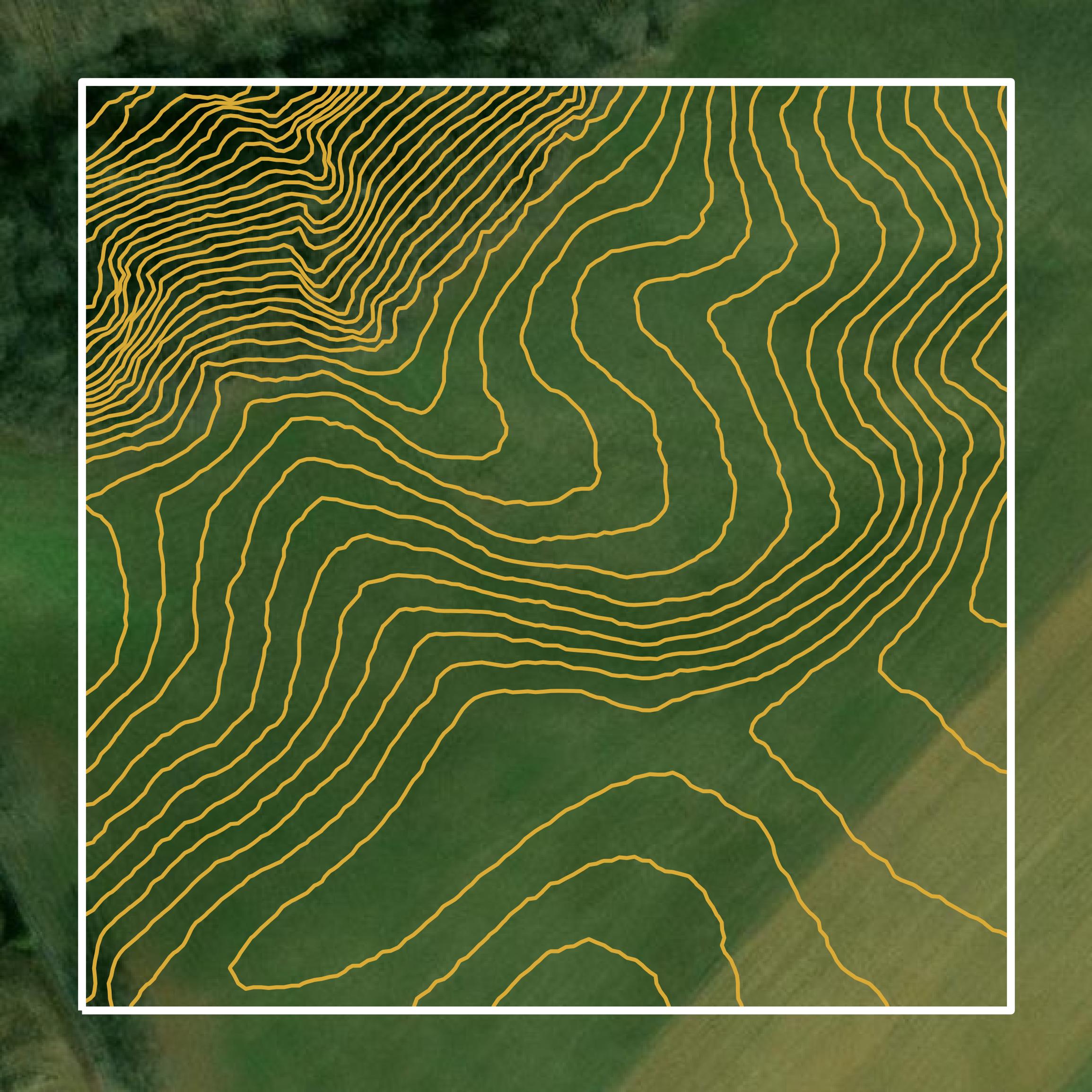 This image shows a contour map in Pulaski County created using GIS data in Equator.