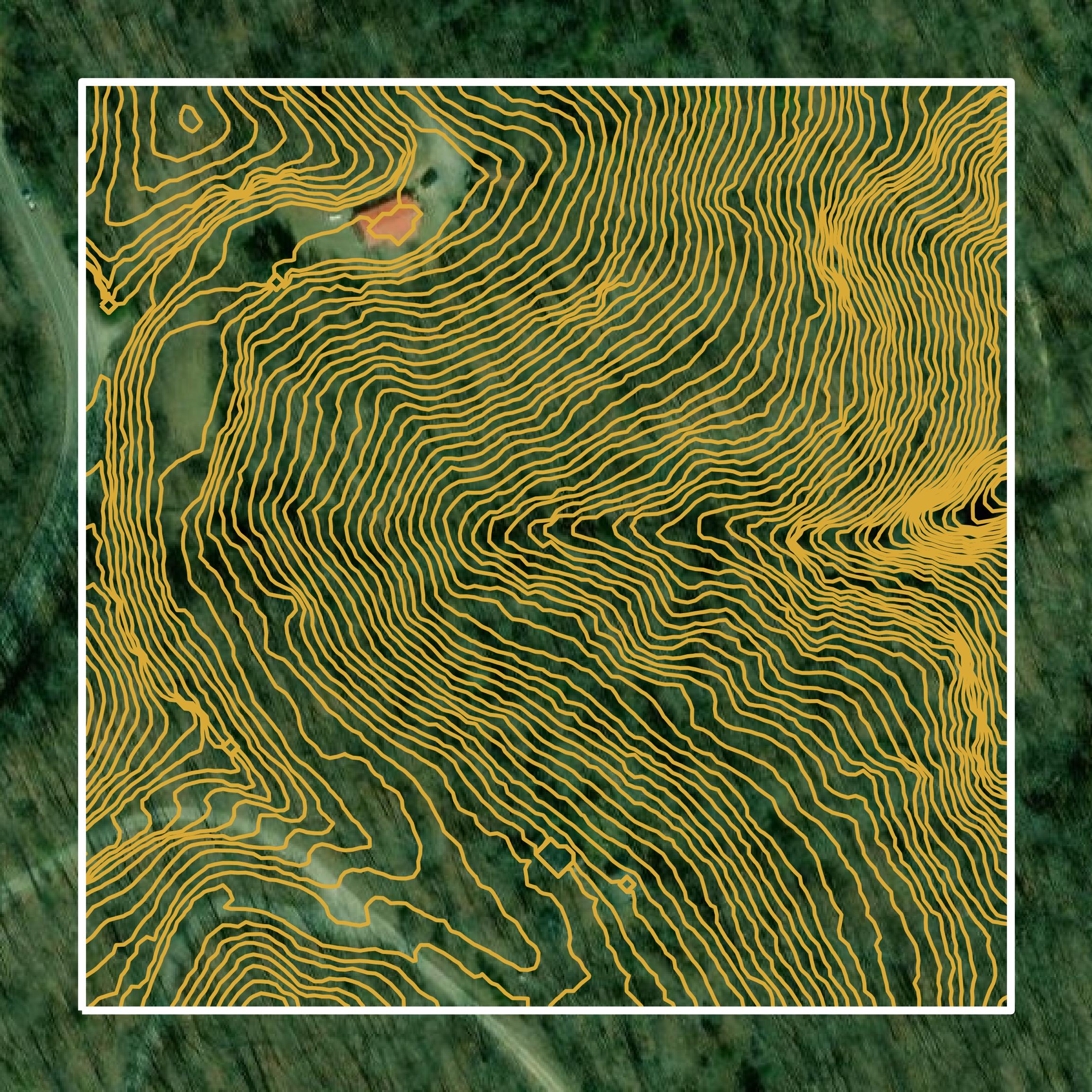 This image shows a contour map in Rowan County created using GIS data in Equator.