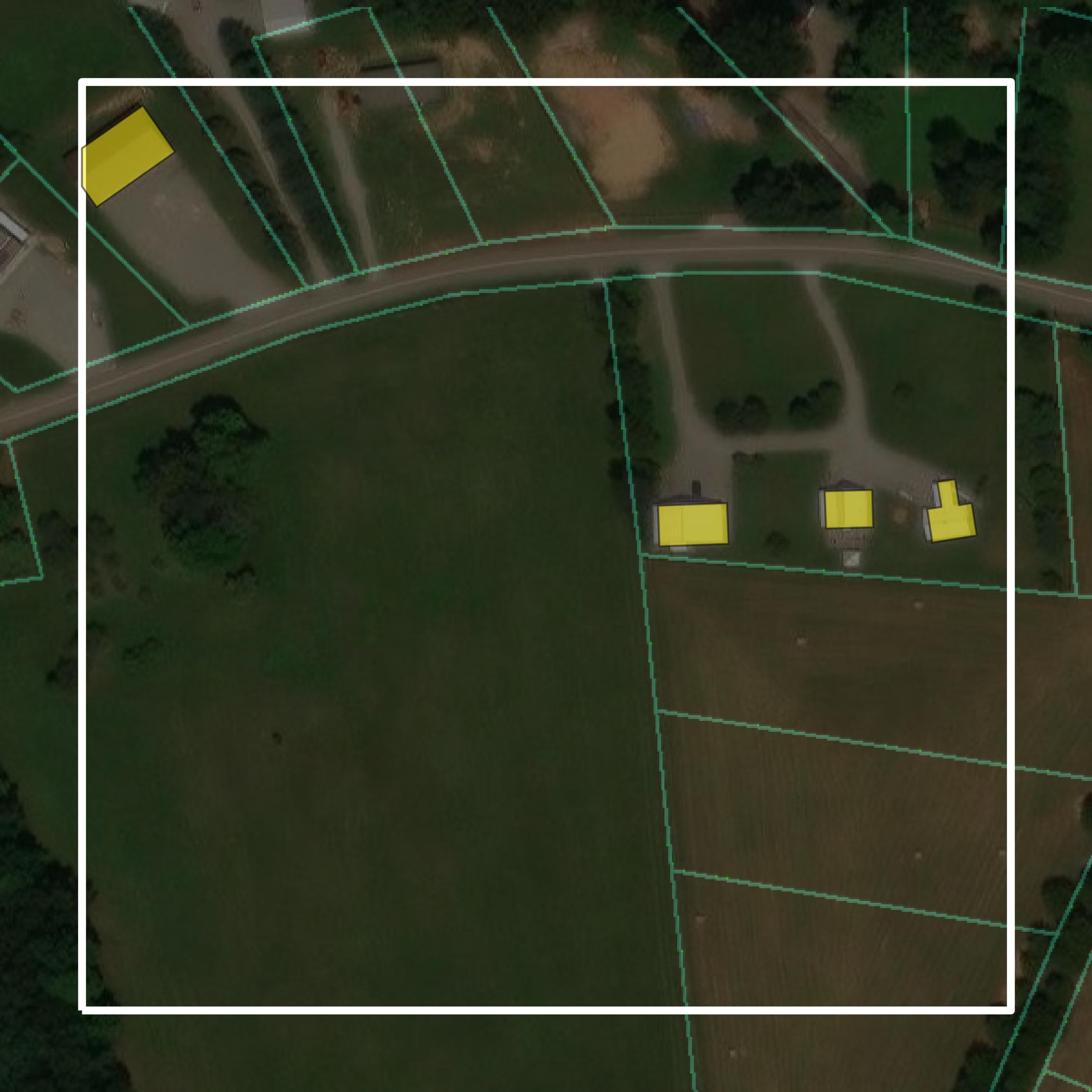 This image shows parcel and building data in Russell County created using GIS data in Equator.
