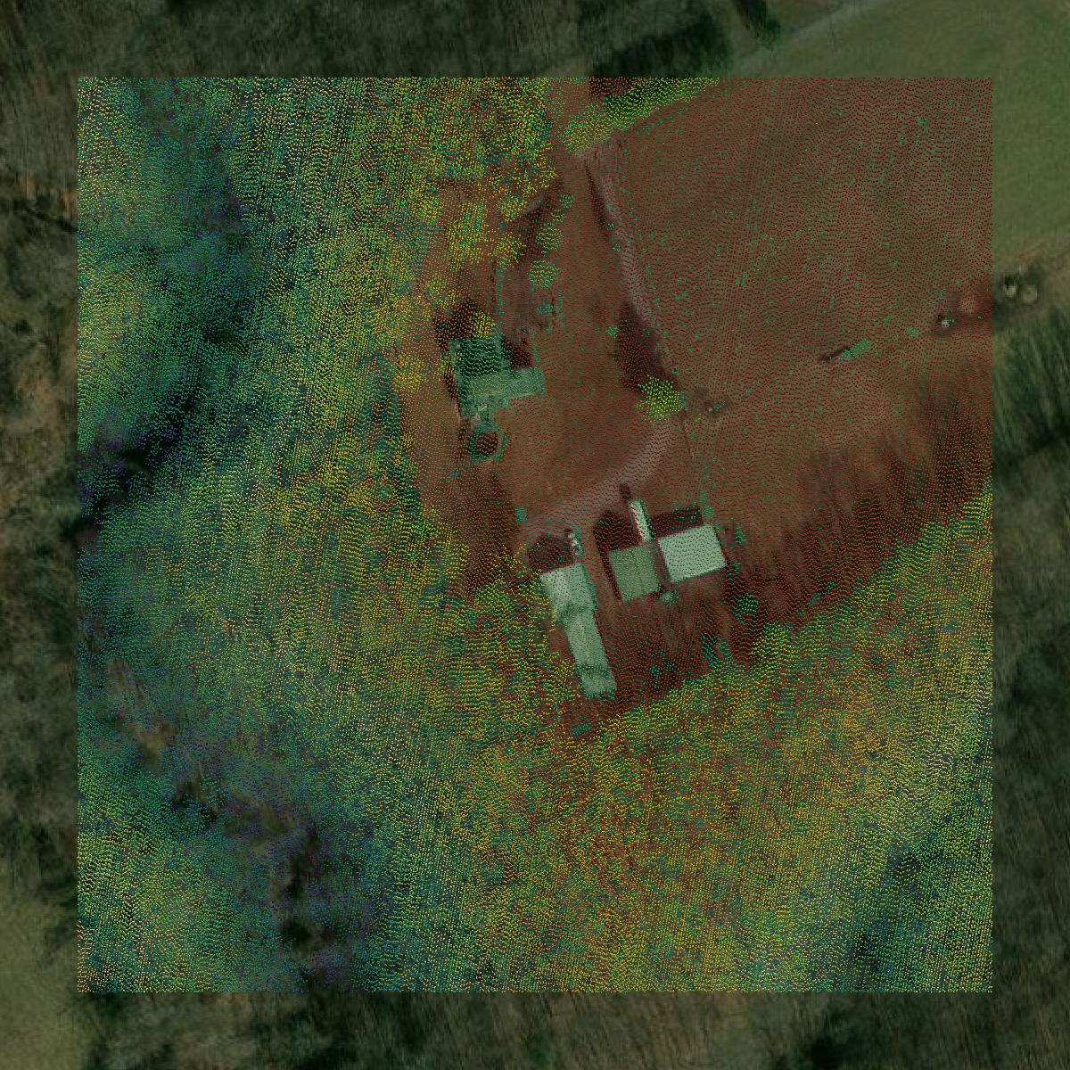 This image shows a LiDAR point cloud in Russell County created using GIS data in Equator.